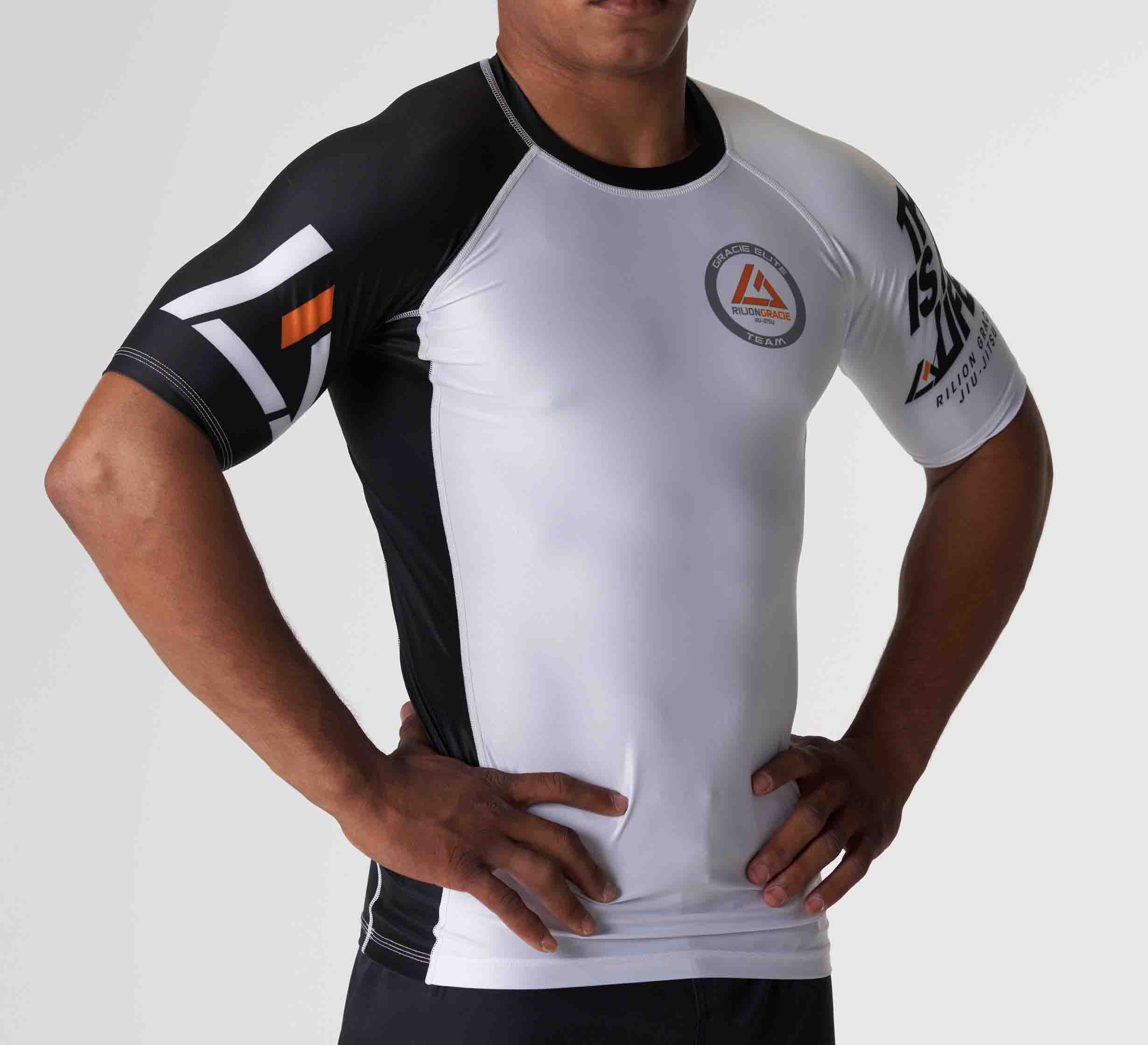 Rilion Gracie Ranked Short Sleeve Rashguard White、mySite、gigharbornorthrealestate