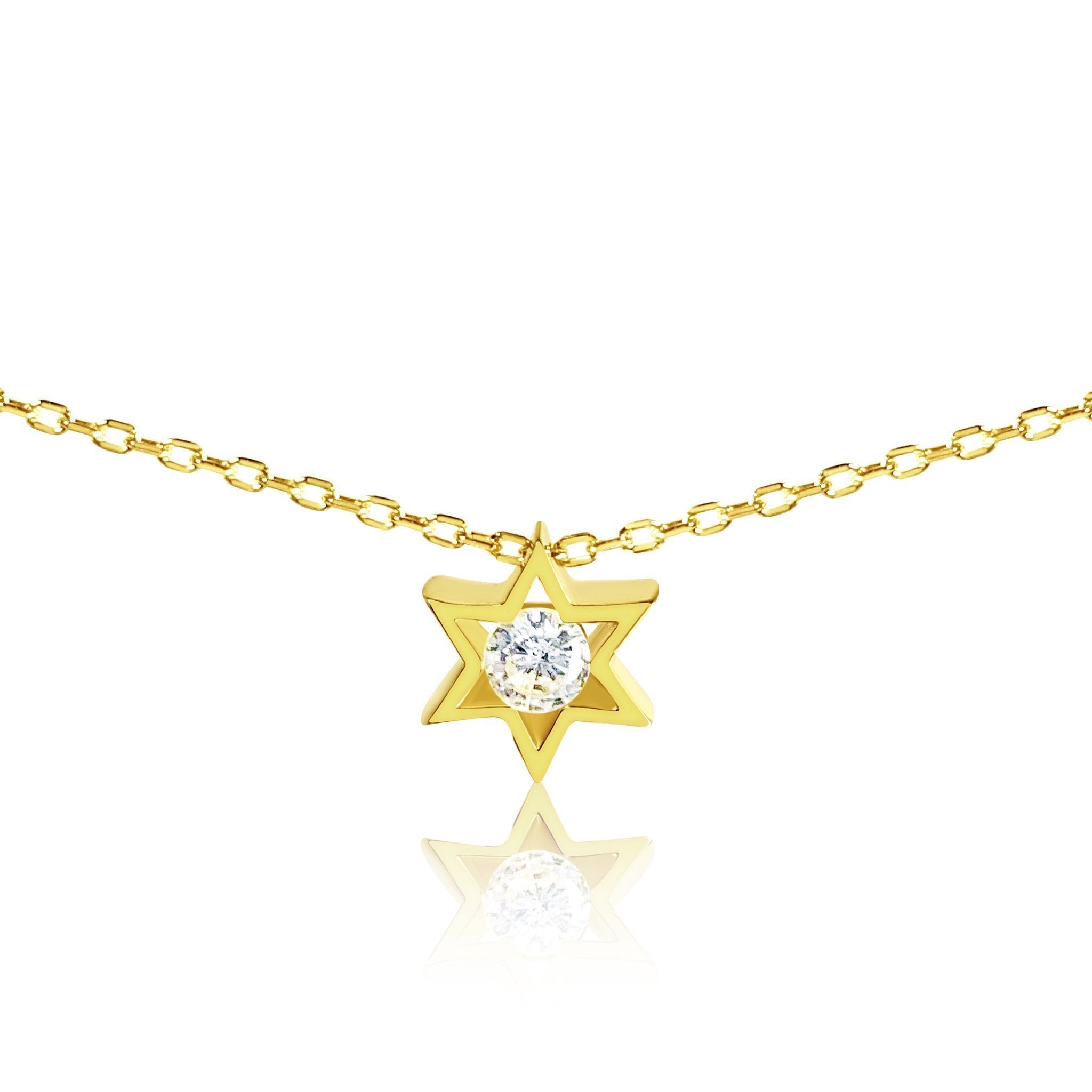 Gold Jewish Star of David Charm With Center Stone、mySite、topwebapps