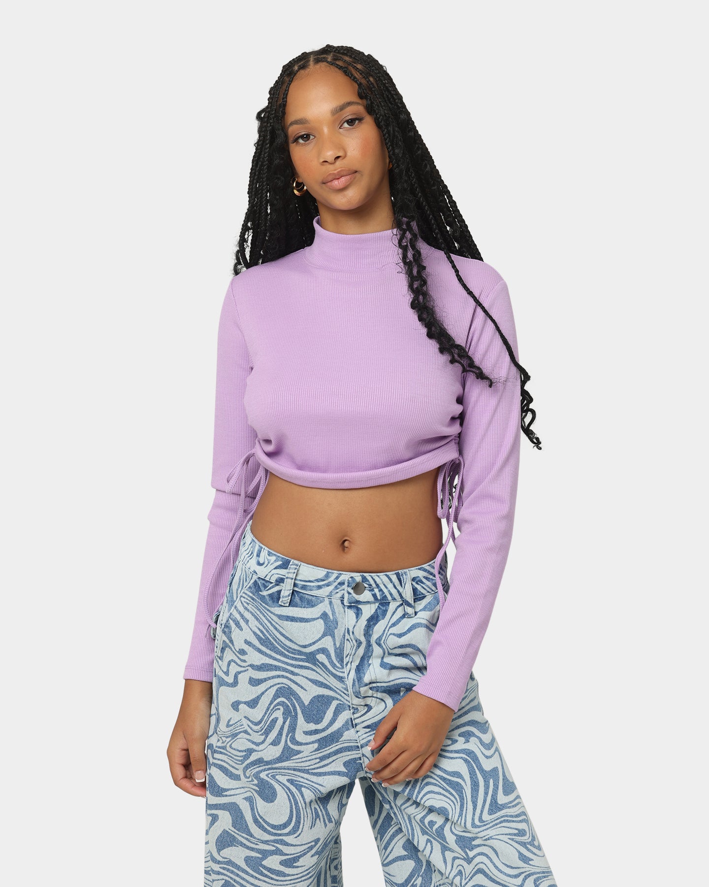 EN ES Women's Harper Cropped LS Top Lilac、mySite、zt4zffjzw