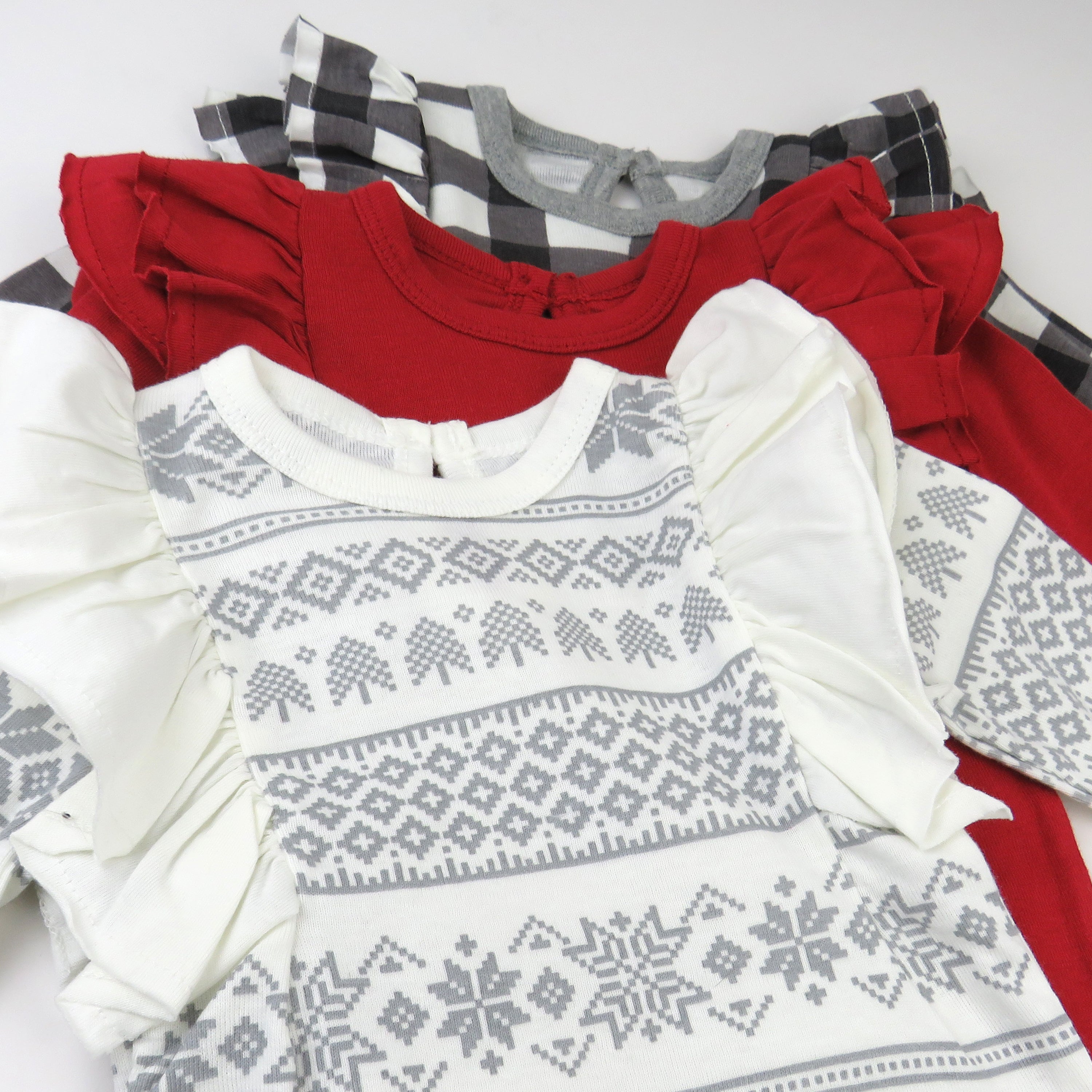  3 Pack Long Sleeve Ruffle Shoulder Bodysuit Set、mySite、layawaytickets