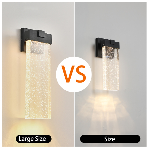 2-Pack Outdoor Wall Light Fixture, Weatherproof LED Wall Sconce with Bubble Crystal and Light Sensor - 12W Per Lamp、、eastwooduniform