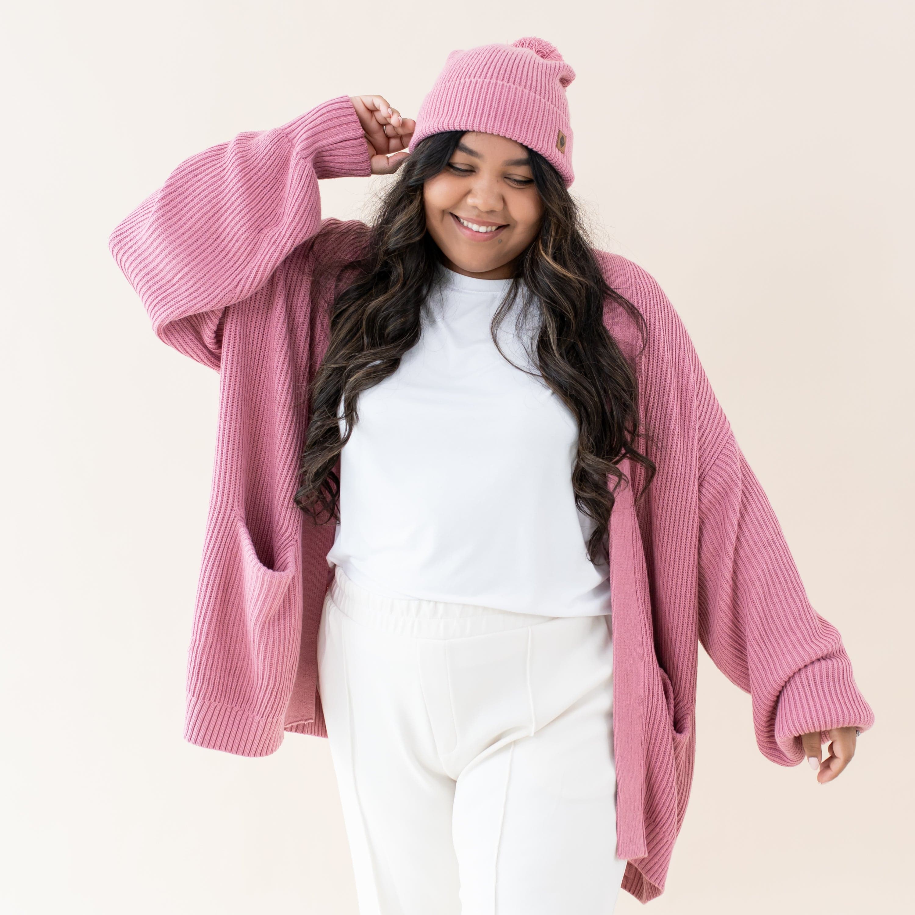  Chunky Knit Women's Oversized Cardigan in Apple Blossom、mySite、layawaytickets