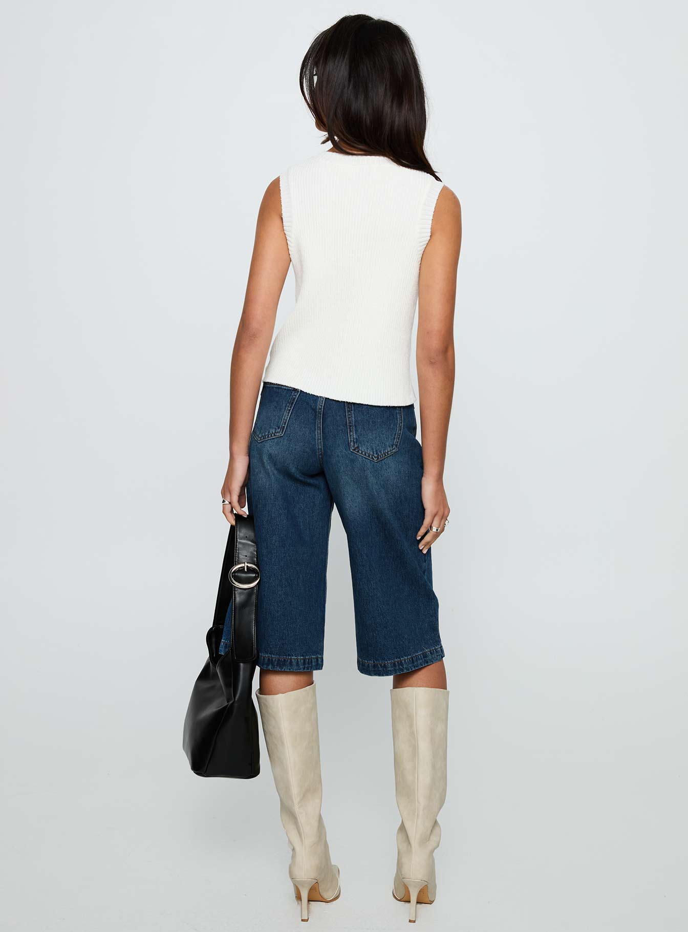 Ollison Longline Denim Shorts Blue、mySite、solidvoid