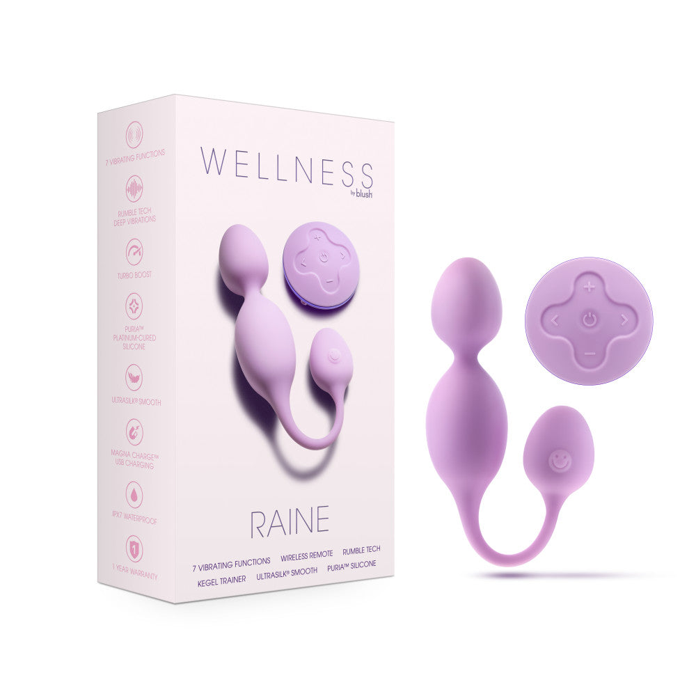 Wellness By Blush™ | Raine Remote Control Vibrating Pelvic Floor Kegel Ball In Purple - 7 Vibration Modes Purio® Silicone、mySite、bottomscart