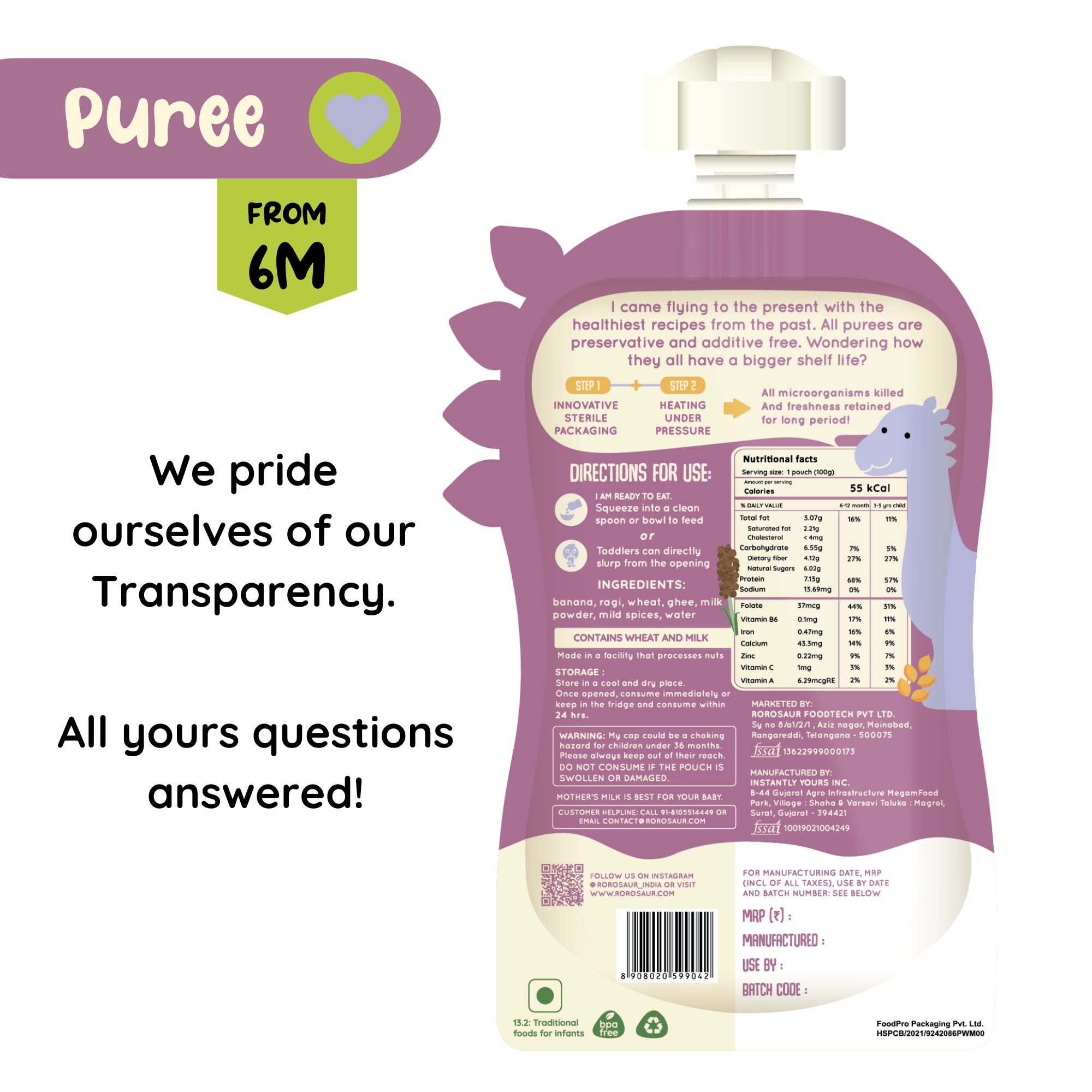 Baby Food | Kids Healthy Snacks | Fruit and Grains Puree | Wheat-Y Ragi | 100 g、mySite、camillekostekn