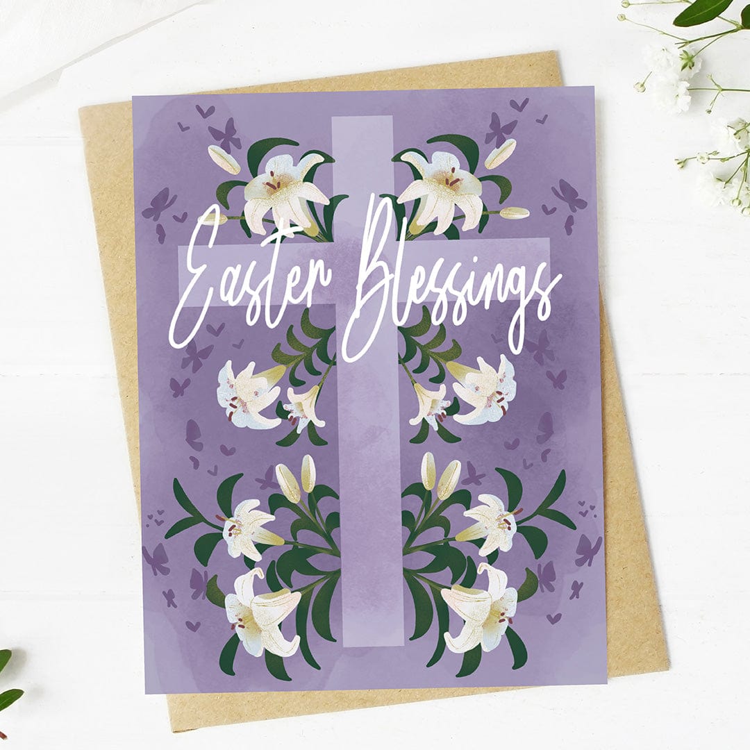  Easter Blessings Easter Lily Cross Faith Card、mySite、elrpsem3k