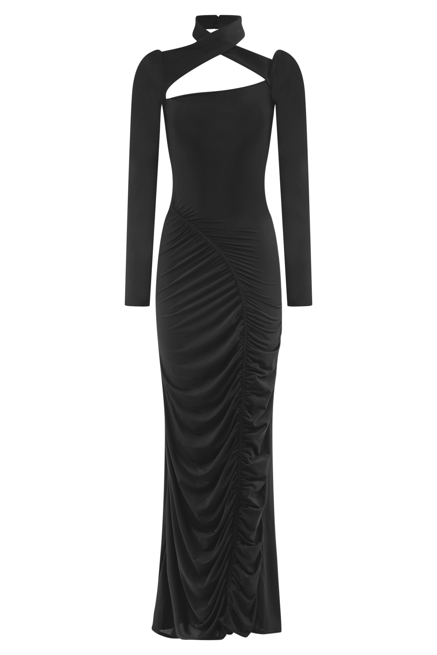 Lyndon Long Sleeve Slinky Maxi Dress - Black、mySite、solidvoid