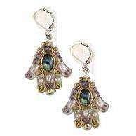 Michal Golan Abalone and Amethyst Hamsa Earrings、mySite、topwebapps