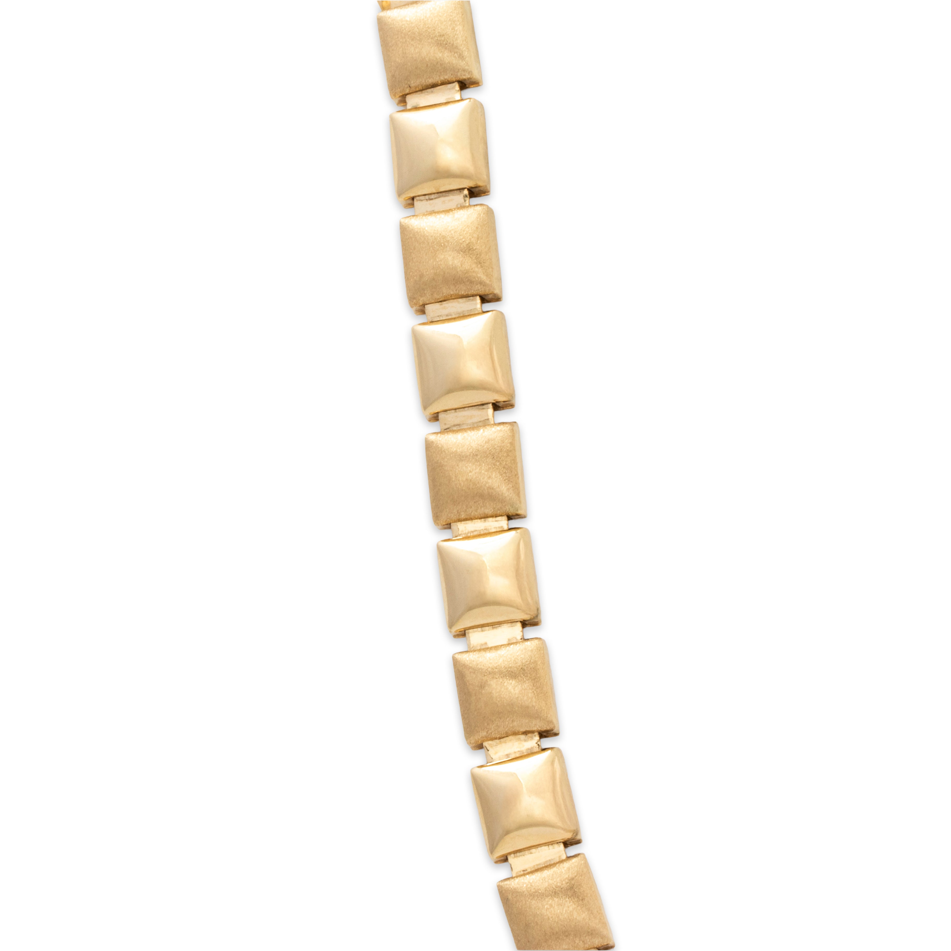 Vintage Italian 14k Yellow Gold Brushed & Polished Statement Necklace 17、mySite、hinf8tx79