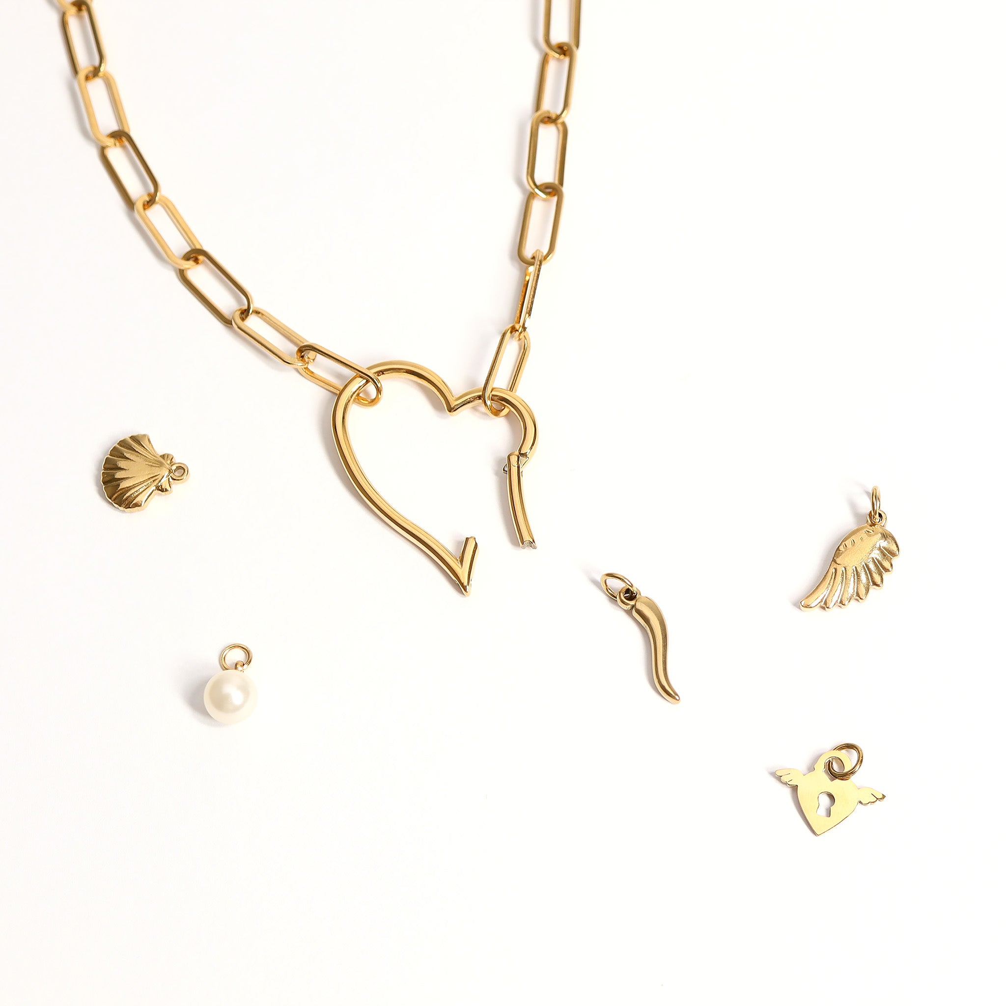 18K Gold PVD Stainless Steel Large Heart Carabiner / ENC0041、mySite、dreamappss