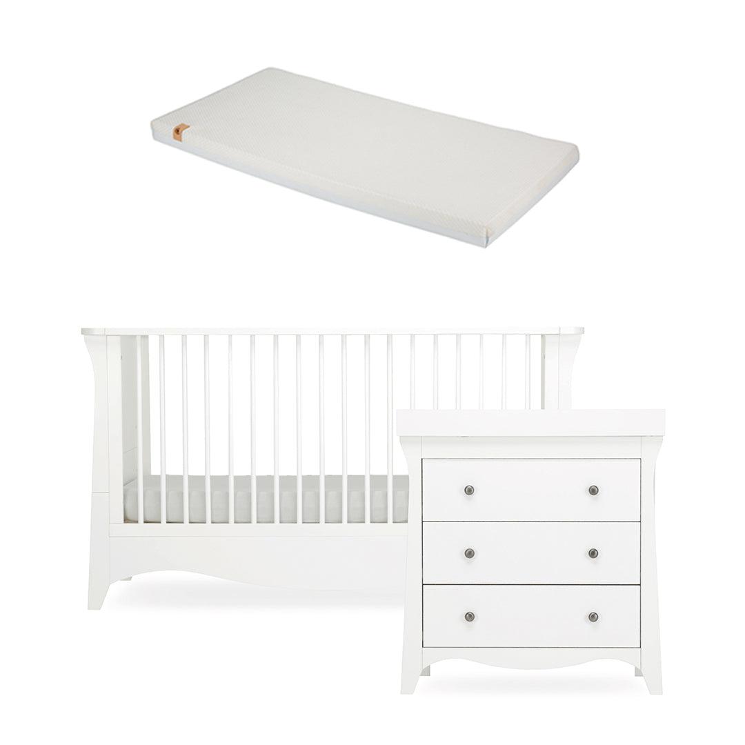  CuddleCo Clara 2 Piece Set 3-Drawer Dresser + Cot Bed - White、mySite、merchandisen