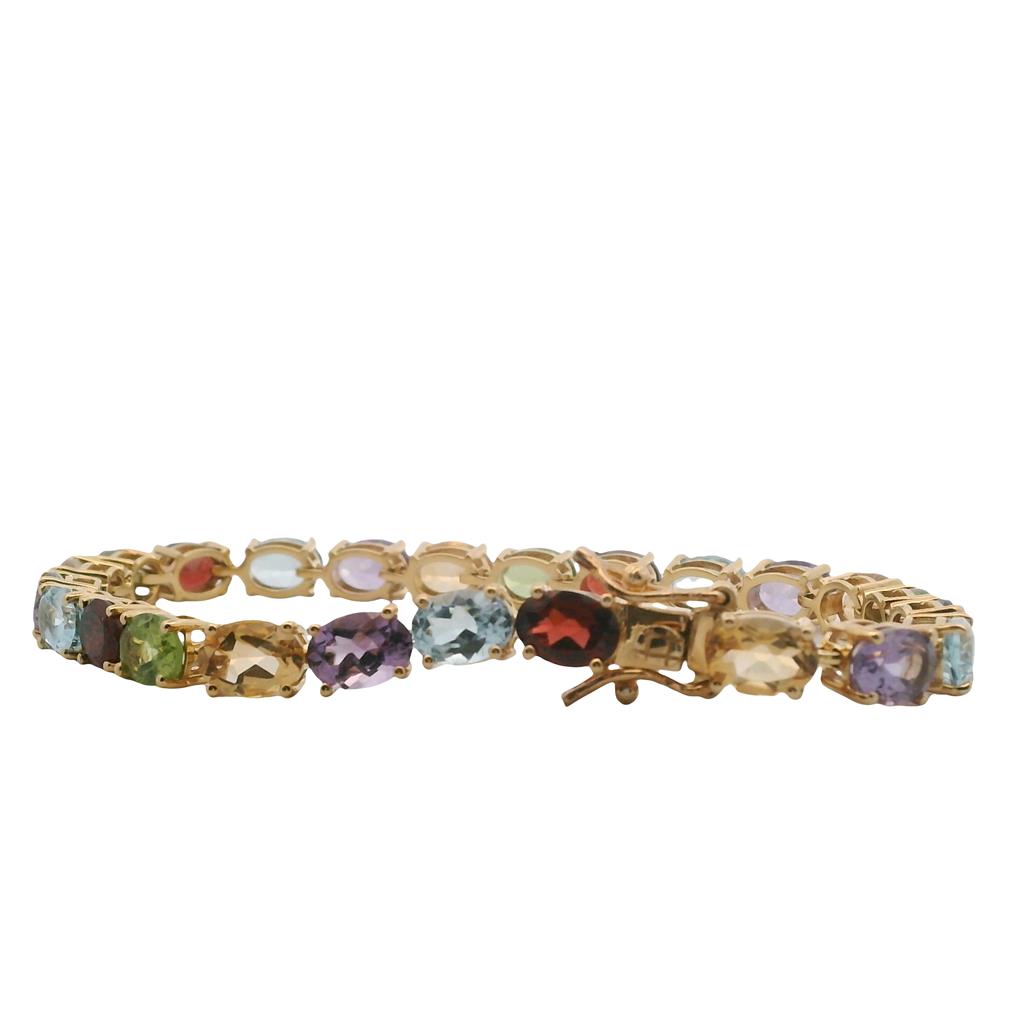 Estate Yellow Gold Vermeil Multi Gemstone Tennis Bracelet、mySite、botmansion
