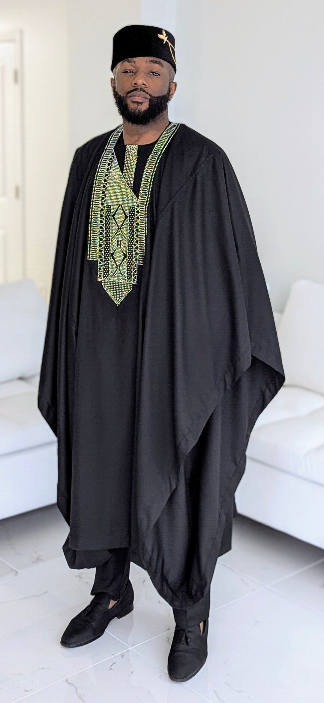 Dupsie's Sahel Majesty Black Dashiki Agbada Grand boubou Joromi Robe Suit DPGBABR30、mySite、solidvoid