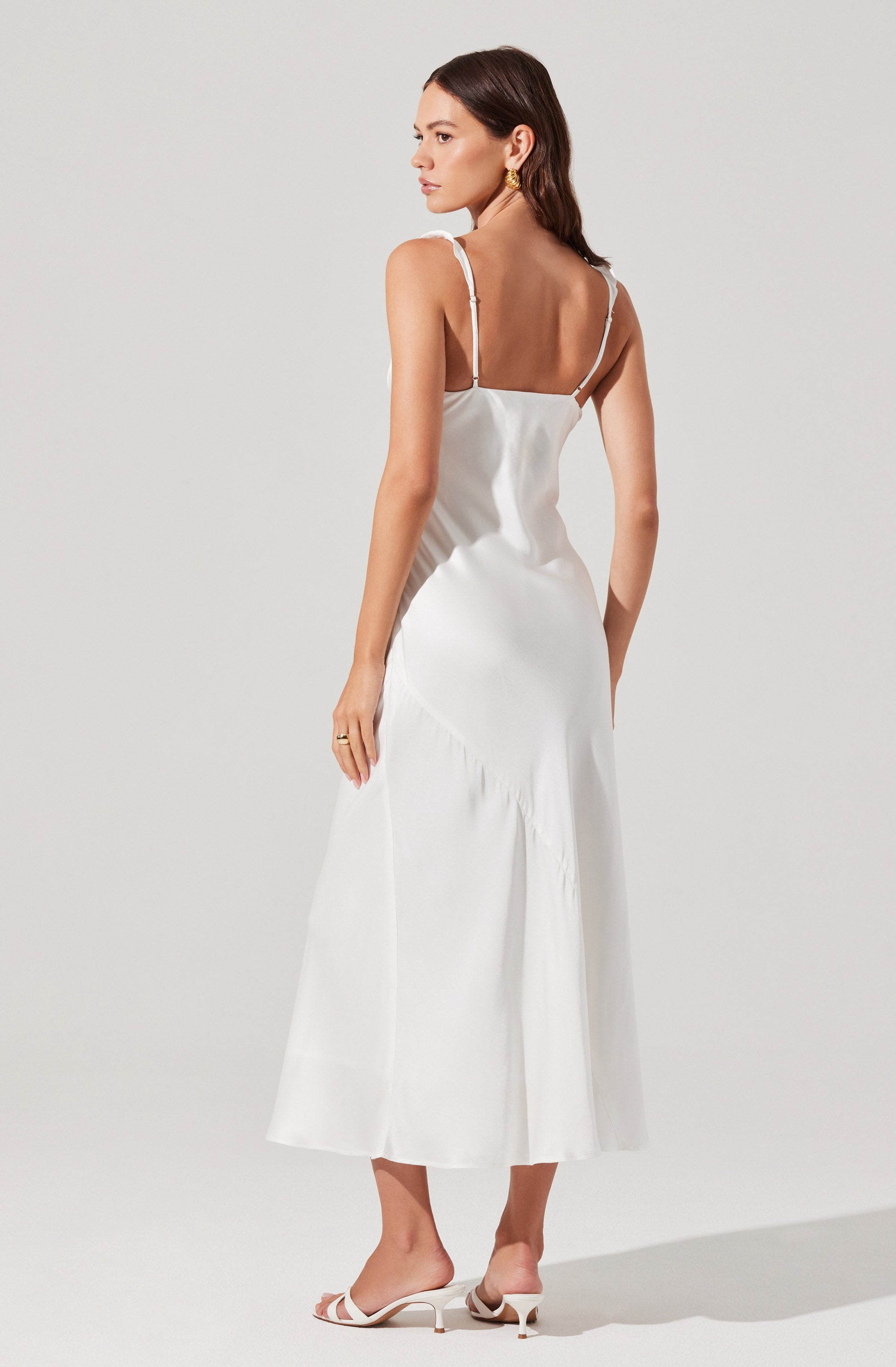 Zoie Satin Ruffle Midi Dress、mySite、solidvoid