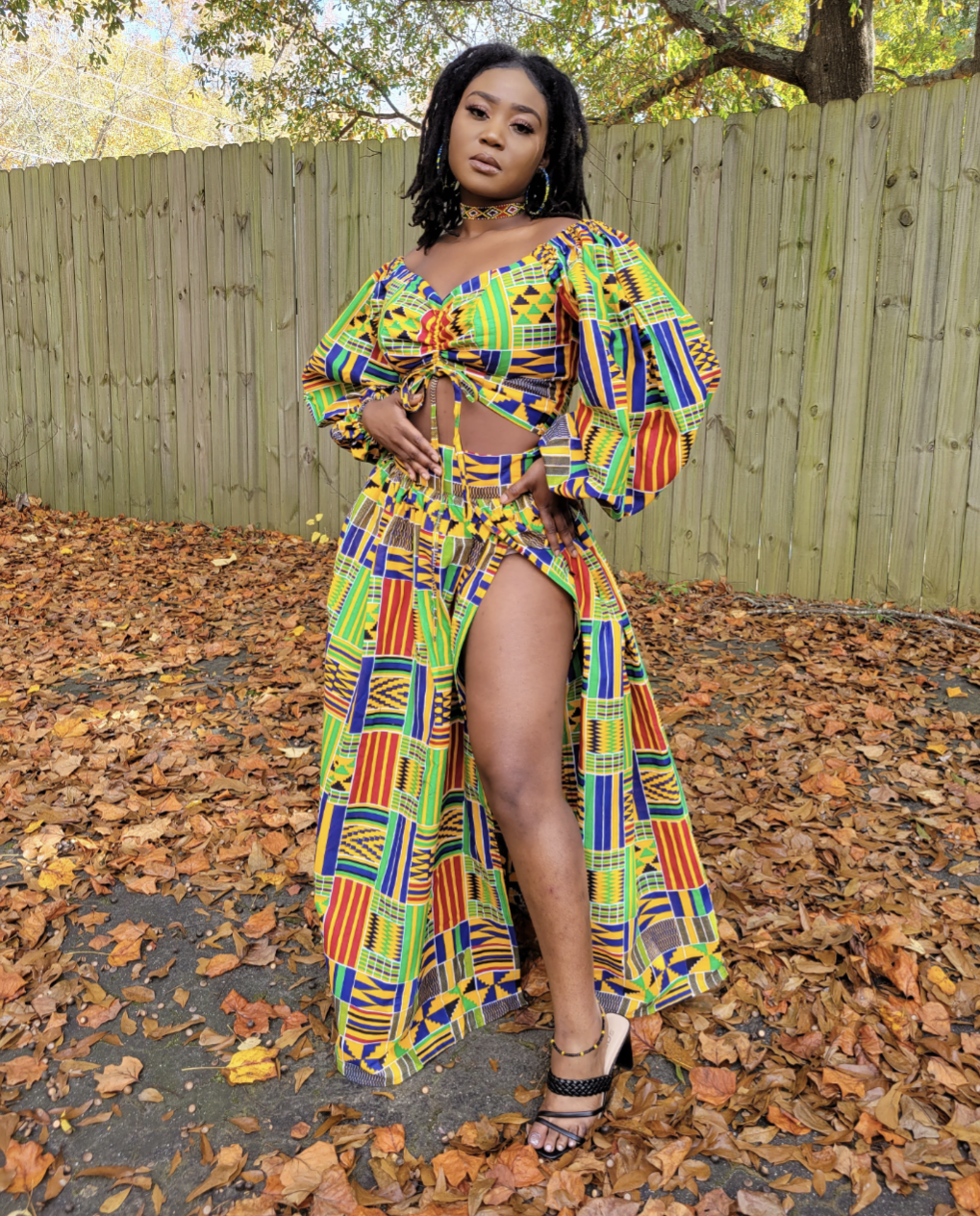 Acceber African Print Kente Top and Skirt - DP4075TS3、mySite、solidvoid