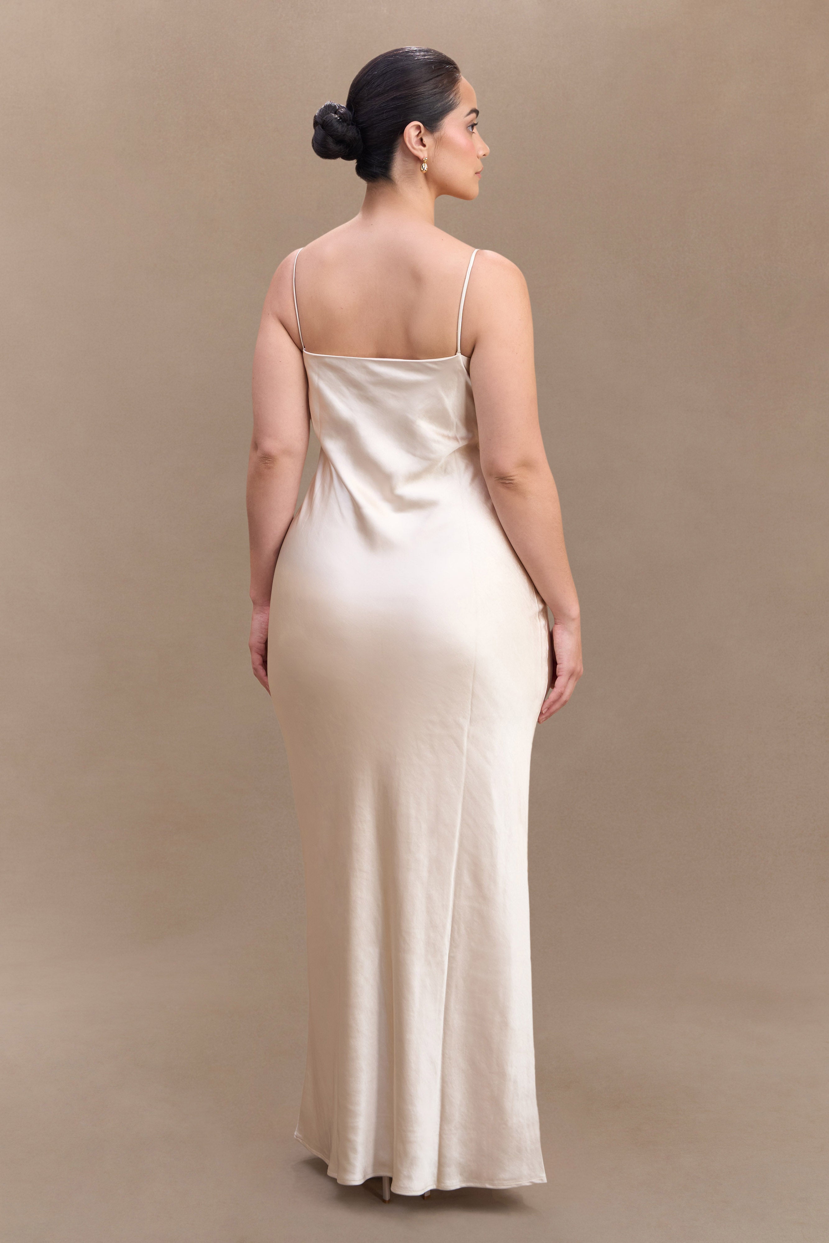 Lilly Sweetheart Satin Maxi Dress - Blush Gold、mySite、solidvoid