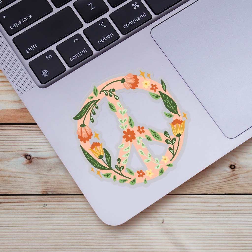  Floral Peace Sign Clear Sticker、mySite、ghnorth