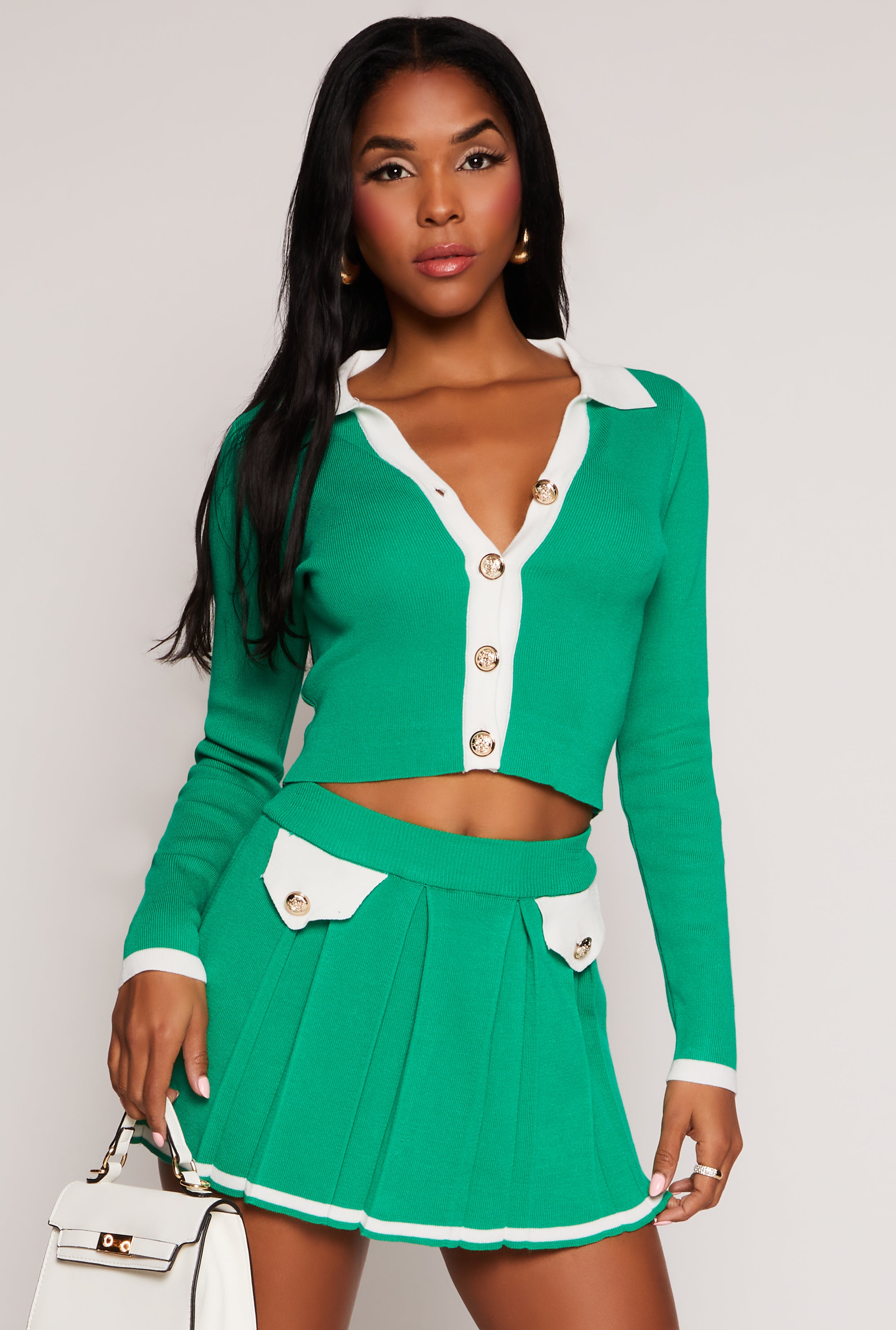 Daisy Contrast Trim Button Front Cardigan、mySite、camillekostekn