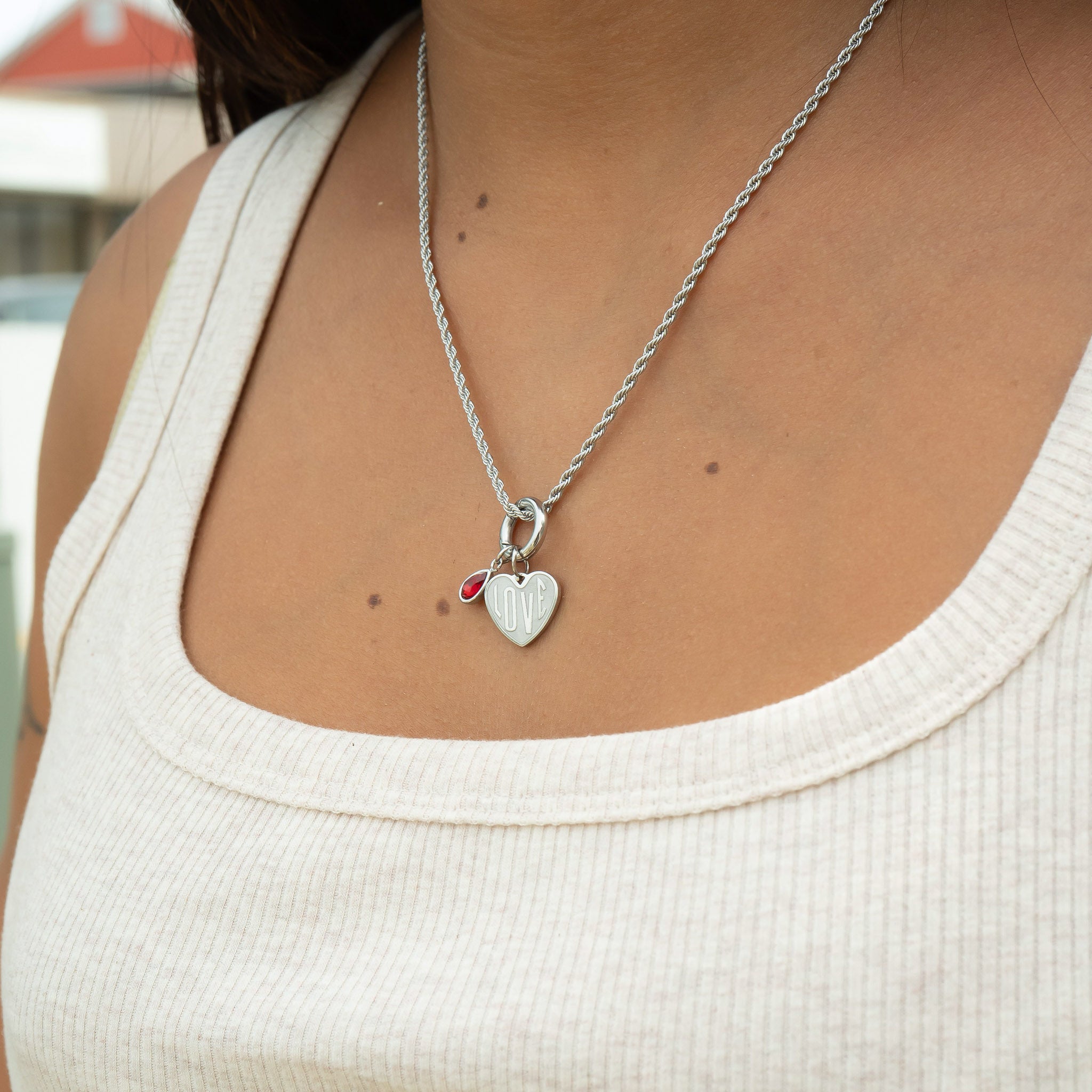 18K Gold PVD Stainless Steel Love Heart Charm / PDL0255、mySite、dreamappss