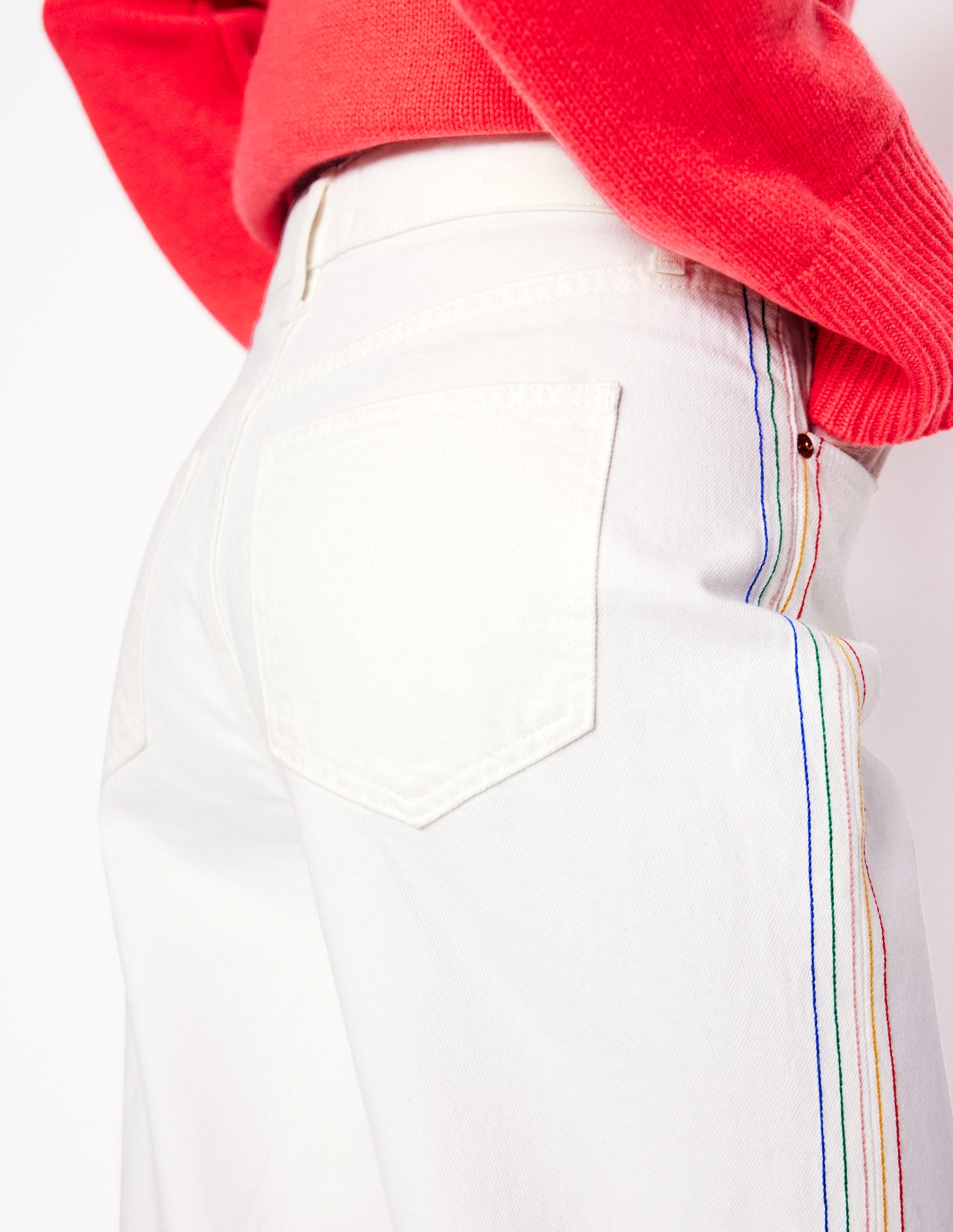  High Rise Straight Crop Jeans-Off White w/ Embroidery、mySite、ashleygrahame