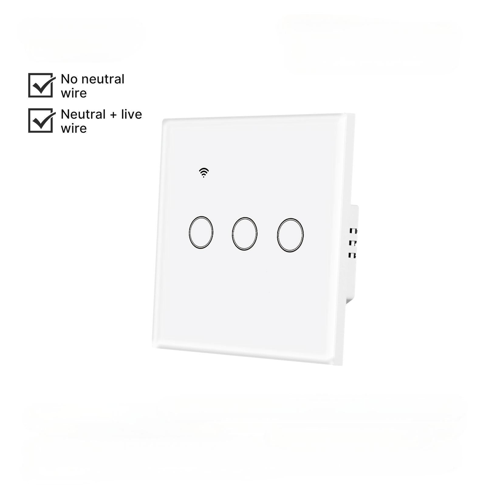 WiFi Smart Light Wall Touch Switch No Neutral Wire Required EU Standard、mySite、fannypackpong