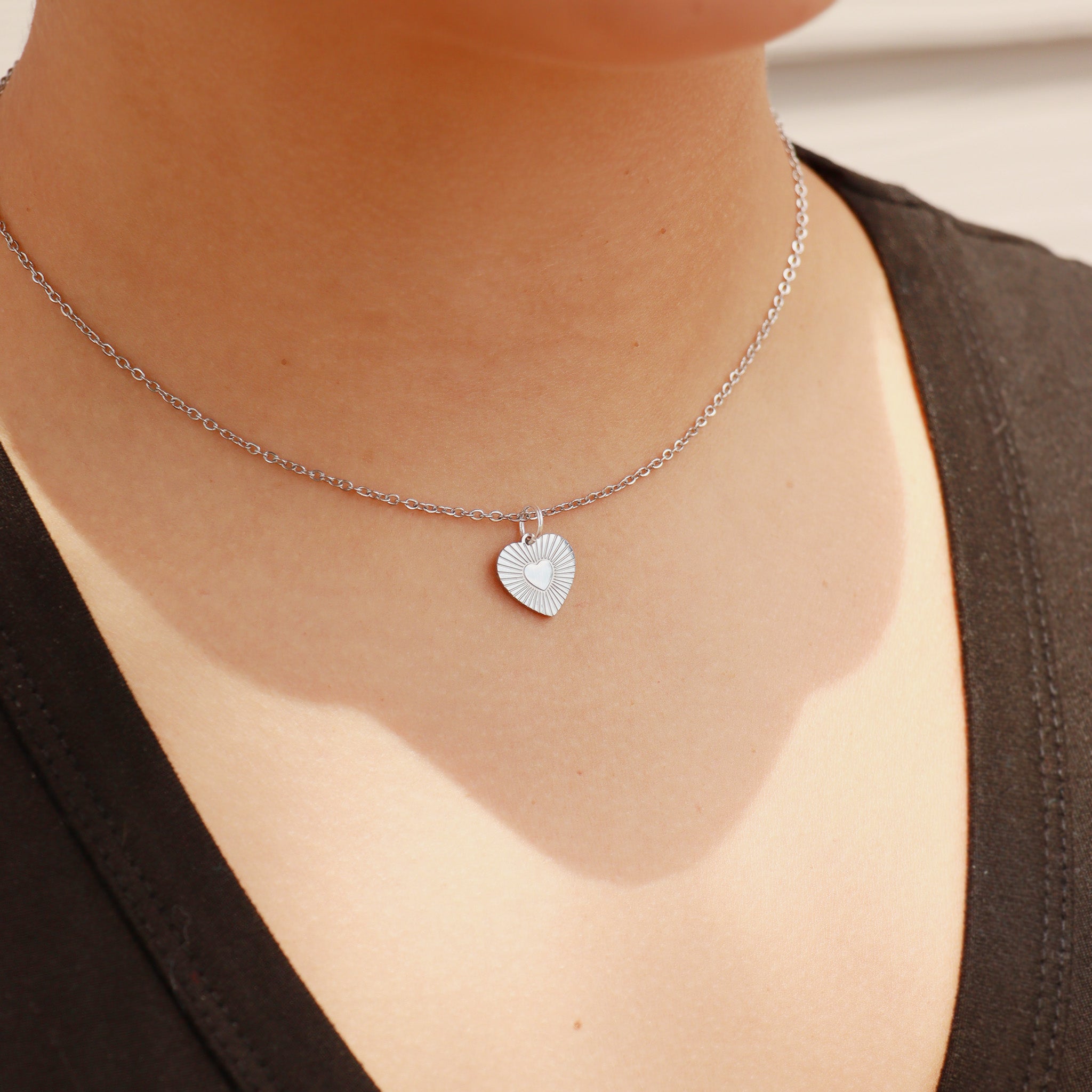 18K Gold PVD Stainless Steel Sunburst Heart Charm / PDL0048、mySite、dreamappss