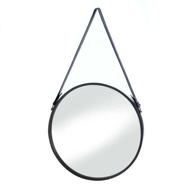 Hanging Mirror with Faux Leather Strap、mySite、g9winljtr