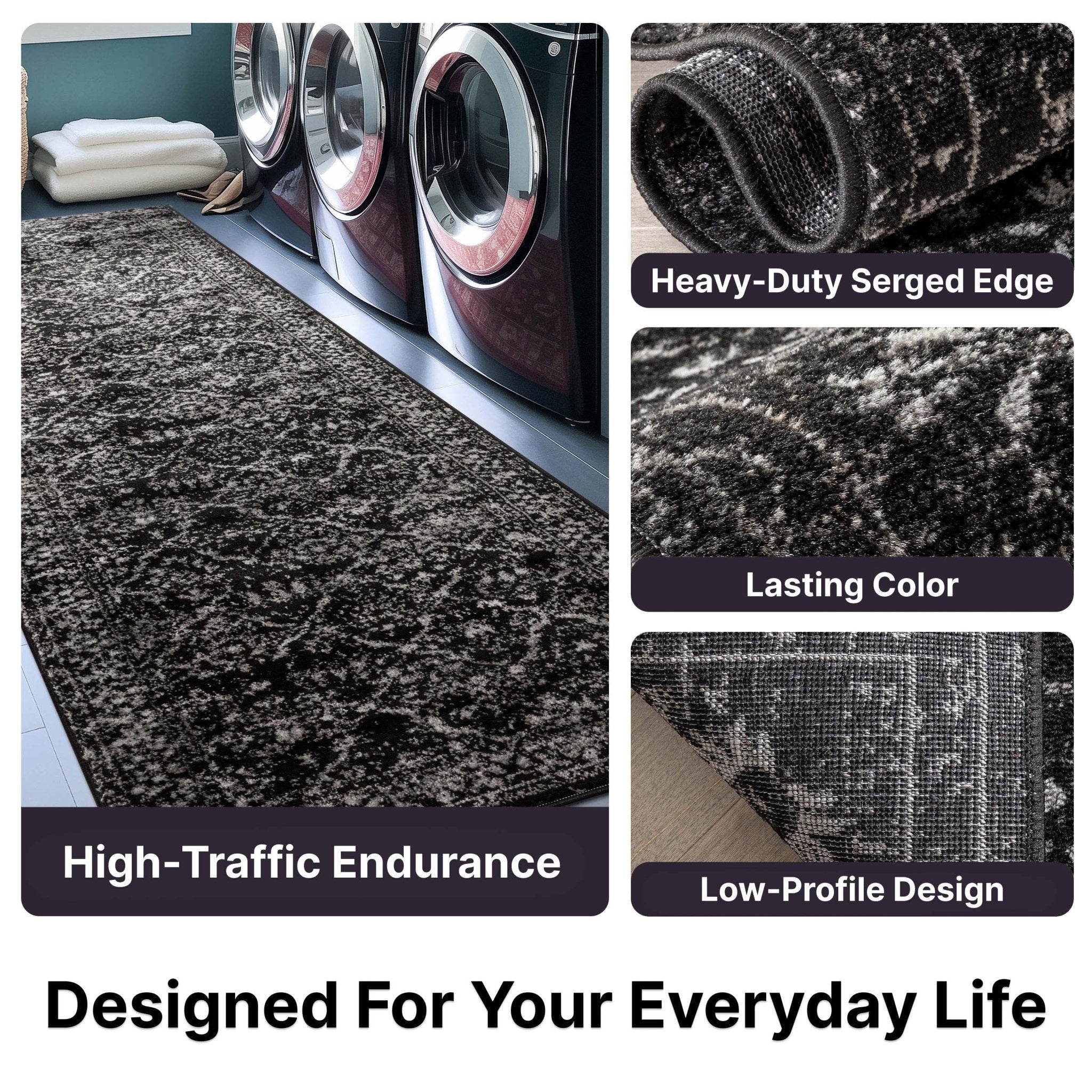 Argos Custom Size Runner Vintage Medallion Oriental Black Choose Your Width x Choose Your Length Hallway Runner Rug、mySite、gigharbornorthrealestate