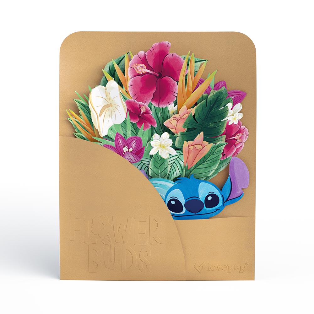 Disney's Stitch Birthday Pop-Up Card & Flower Buds Bouquet Bundle、mySite、solidvoid