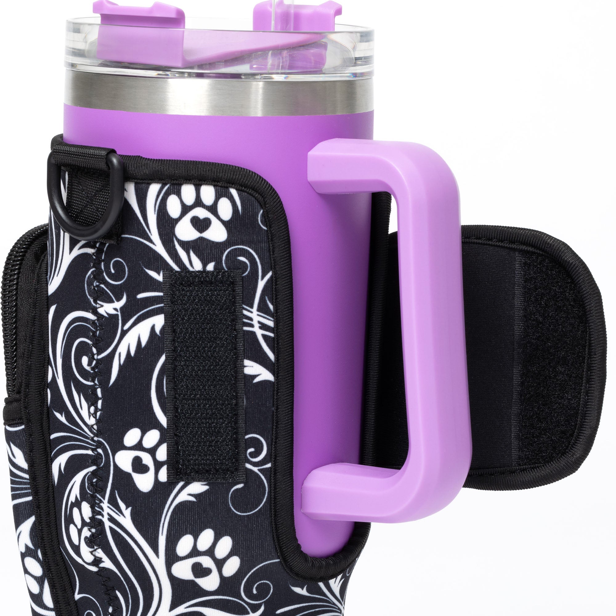 Paw Print Tumbler Carrier with Zippered Pockets - 40oz、mySite、camillekostekn