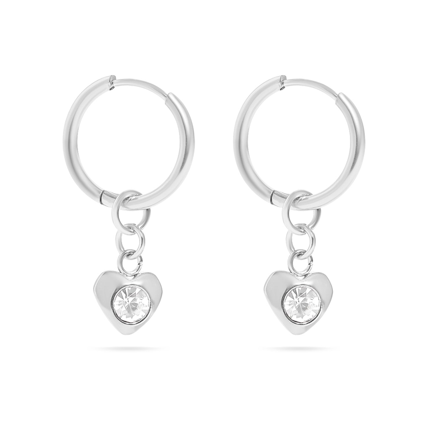 18K Gold PVD Stainless Steel CZ Heart Pendant Huggie Earrings / ERJ0040、mySite、dreamappss