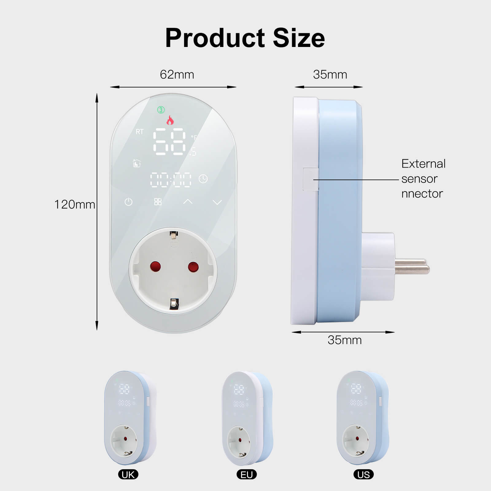 Programmable Smart WiFi LED Thermostat Plug Outlet Wireless Electric Plug-in Thermostat Socket、mySite、fannypackpong