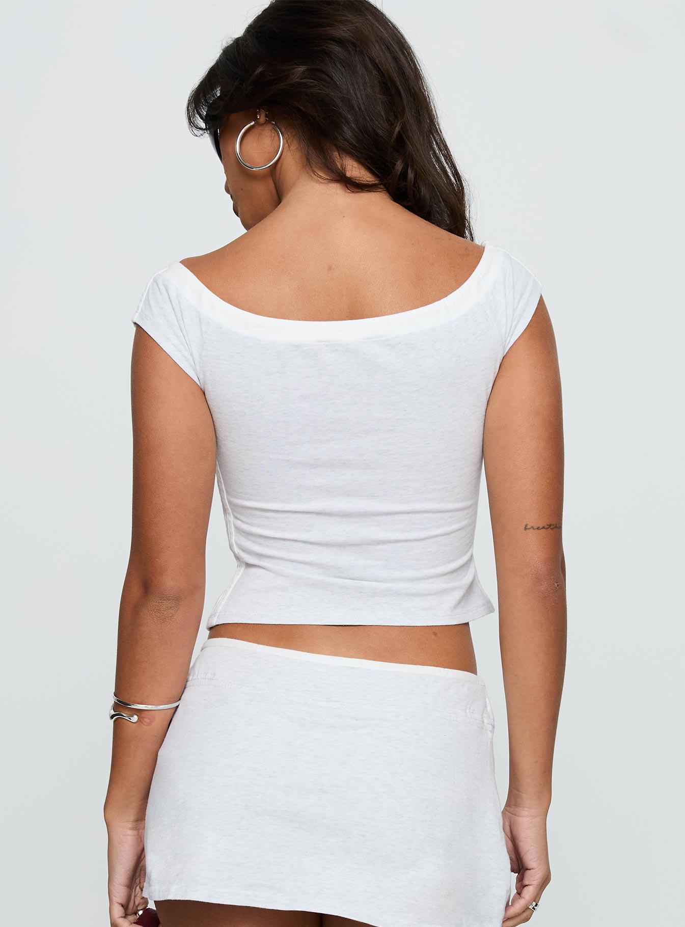 98 Baby Off the Shoulder Top Grey Marle、mySite、solidvoid