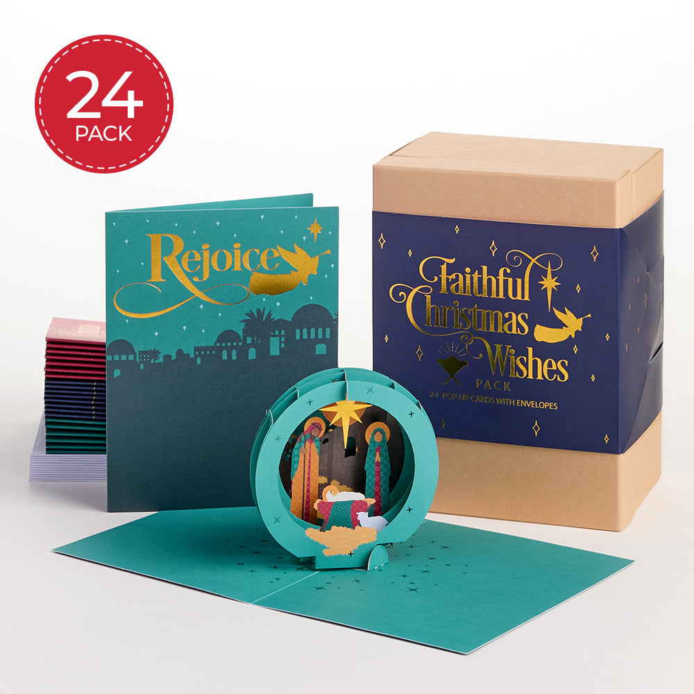 Faithful Christmas Wishes Box Set (Assorted 24-Pack): Paperpop® Card、mySite、solidvoid