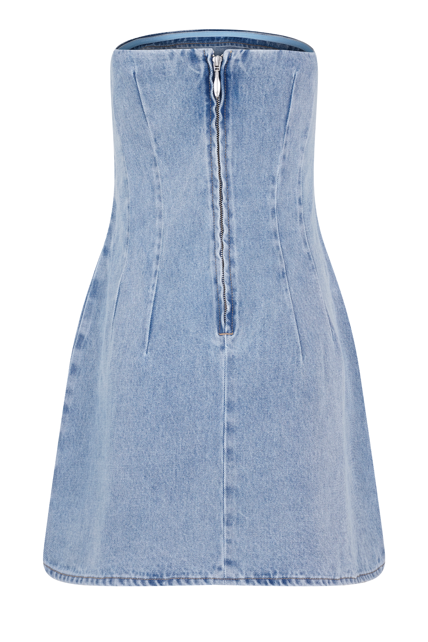 Akira Embroidered Denim Mini Dress - Mid Blue、mySite、solidvoid