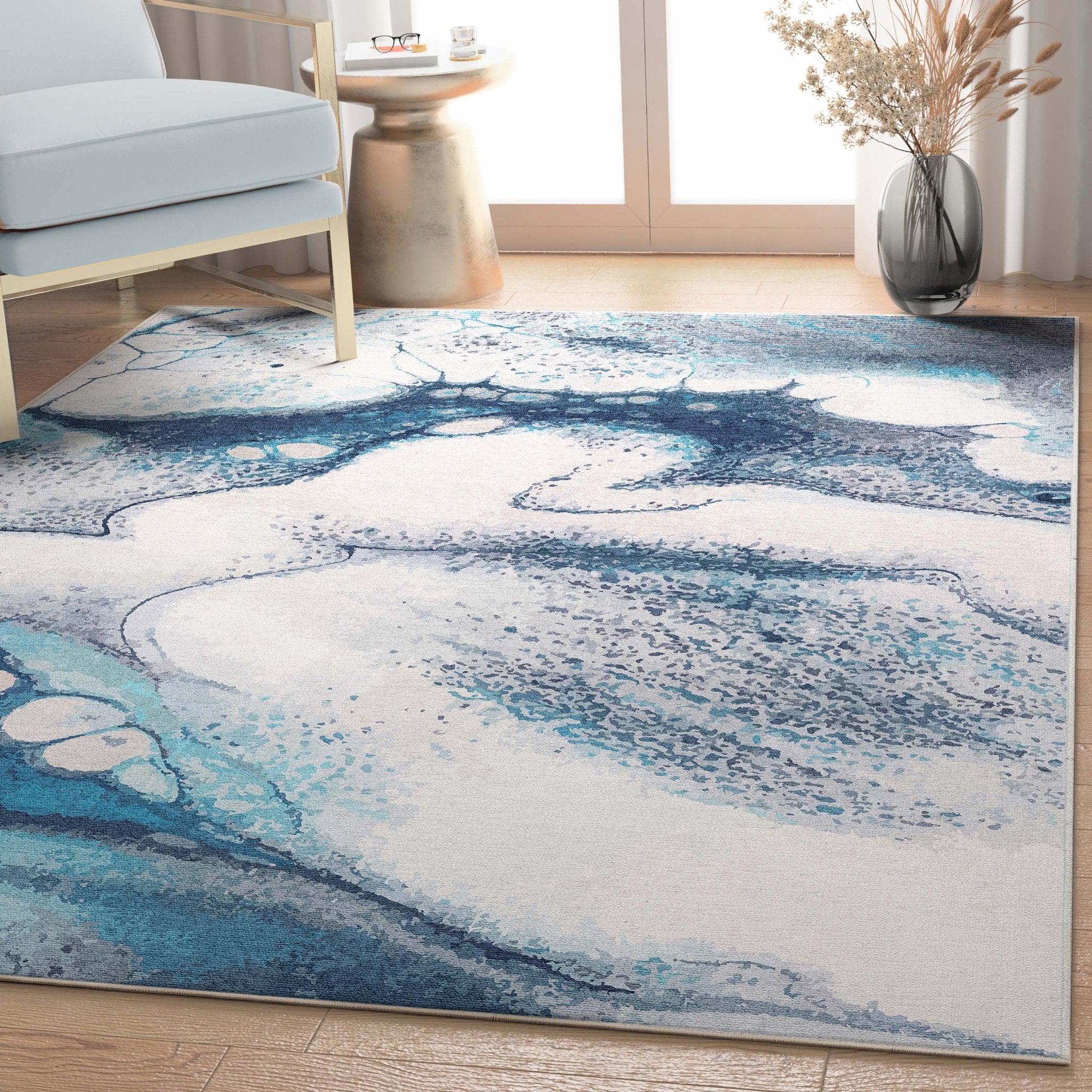 Tokyo Abstract Marble Blue Flatweave Rug、mySite、gigharbornorthrealestate