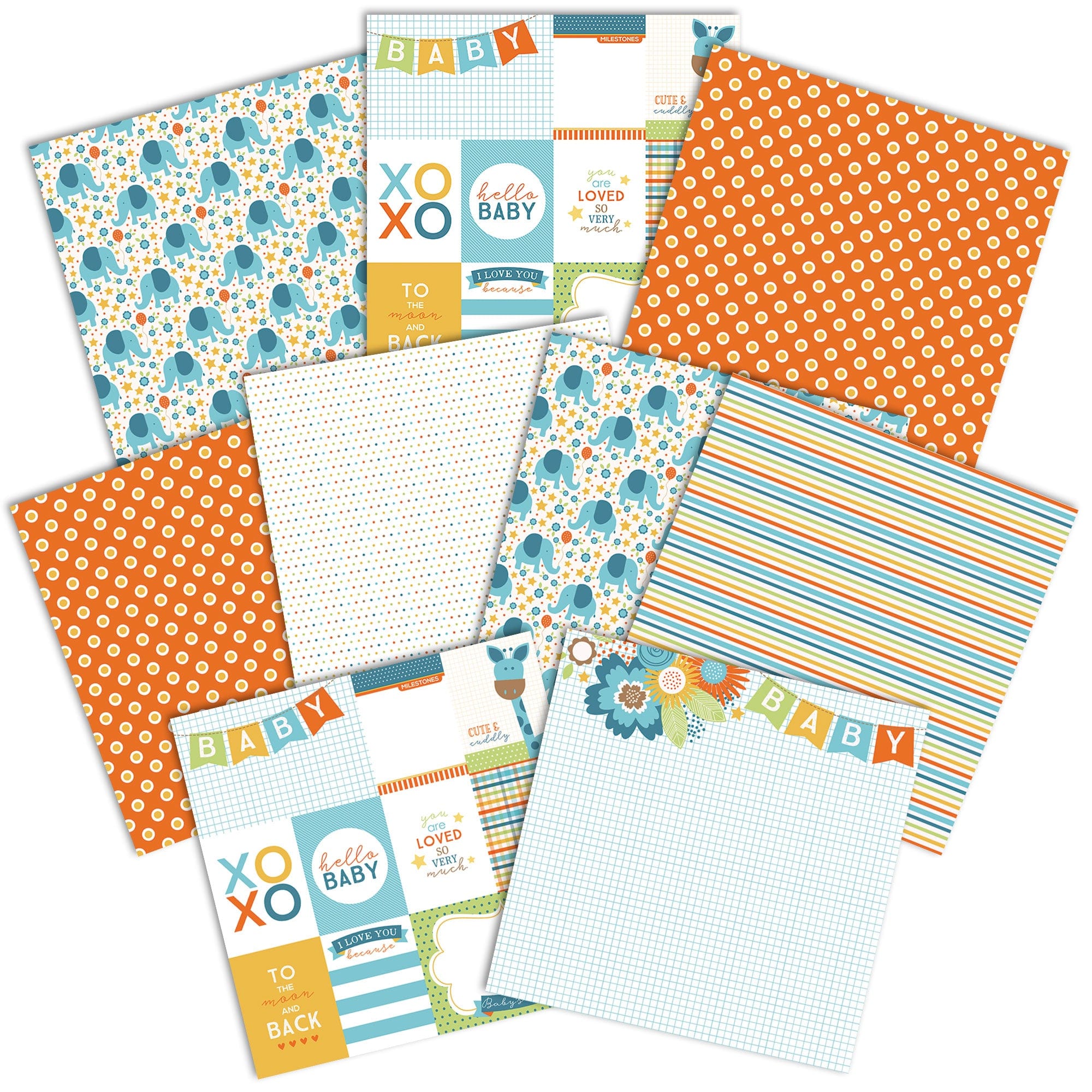  BABY BOY PATTERN 12 X12 SCRAPBOOK PAPER SET、mySite、ghnorth