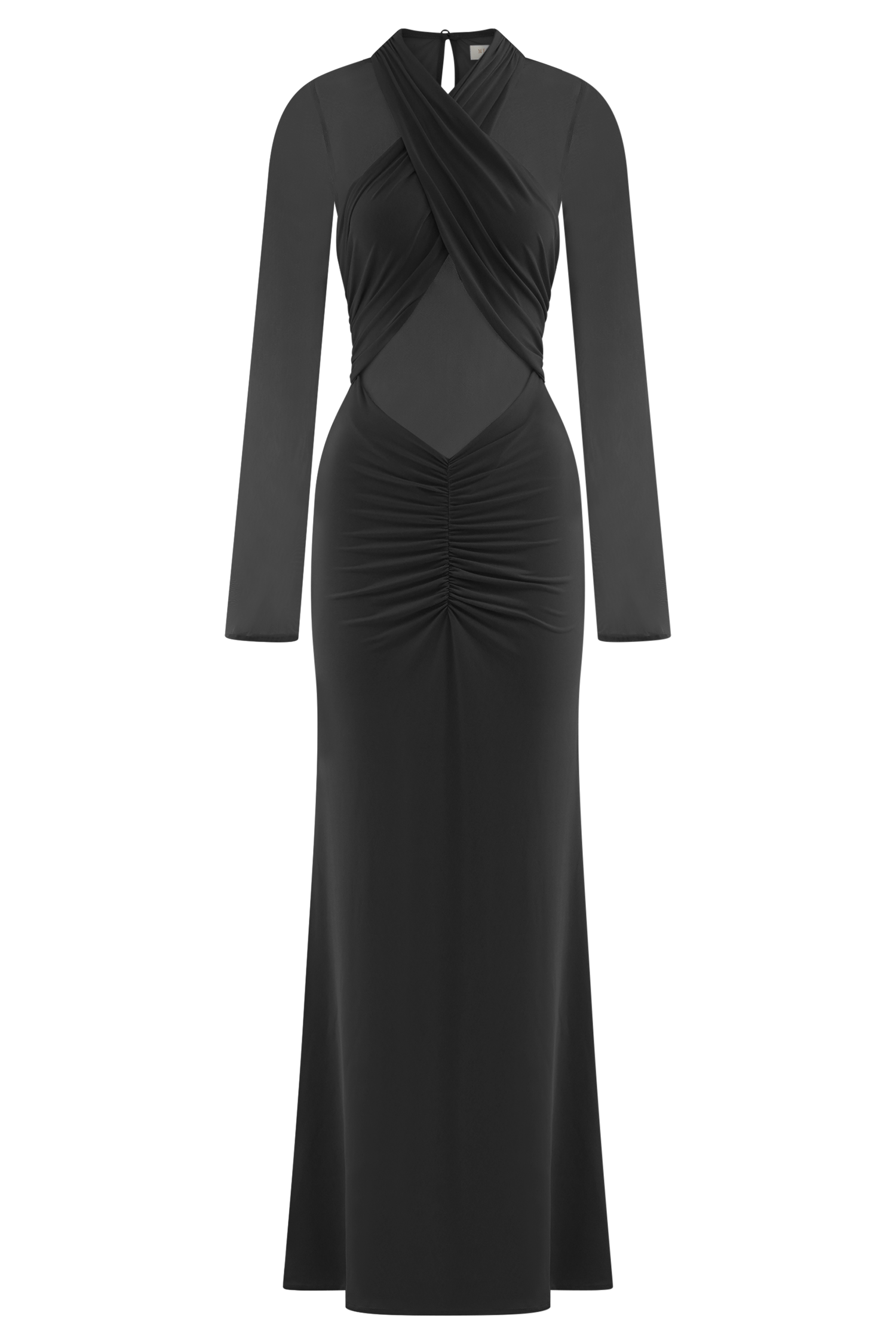 Tania Slinky And Mesh Long Sleeve Maxi Dress - Black、mySite、solidvoid