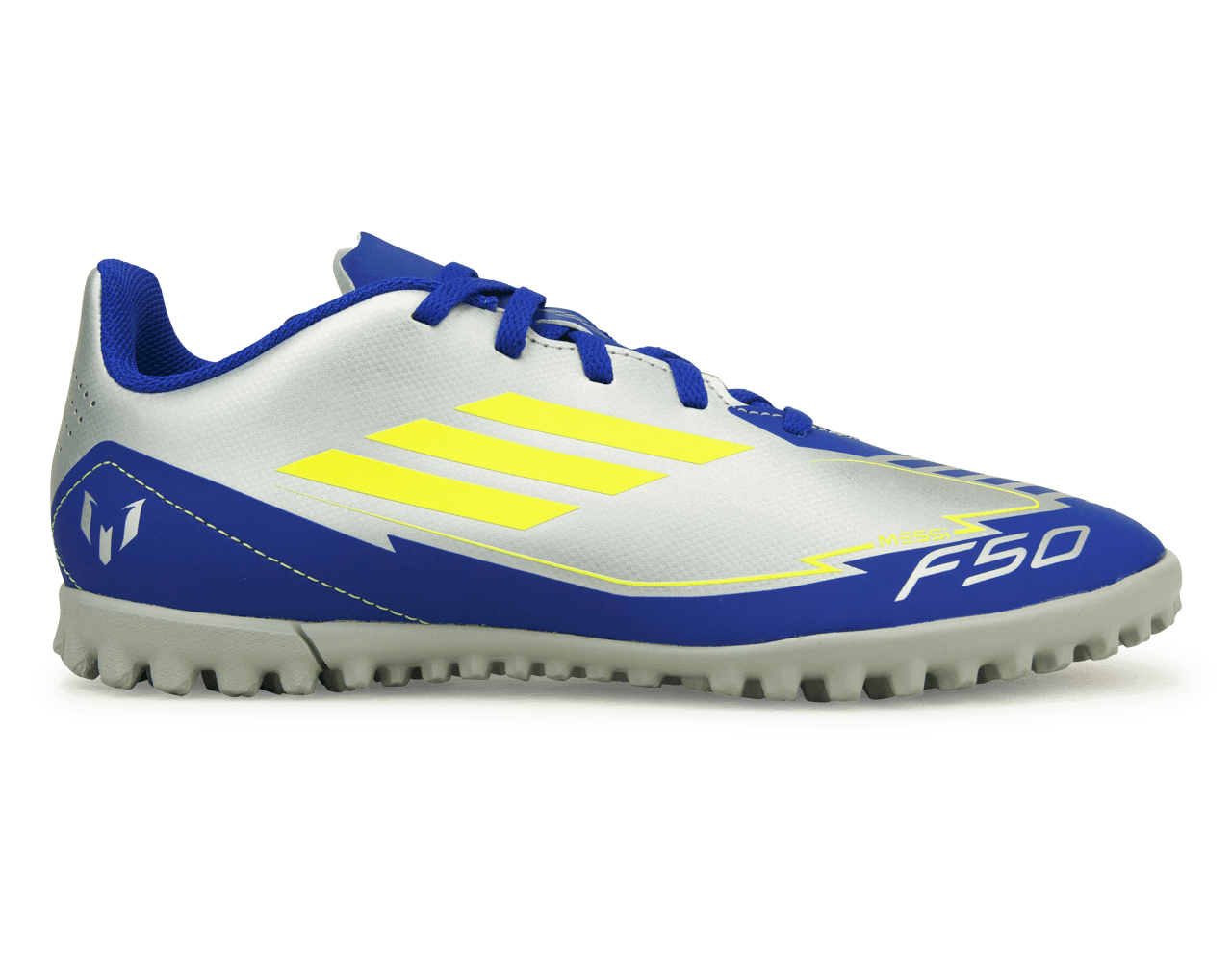 adidas Kids F50 Club Messi TF Silver/Volt/Blue、mySite、bottomscart