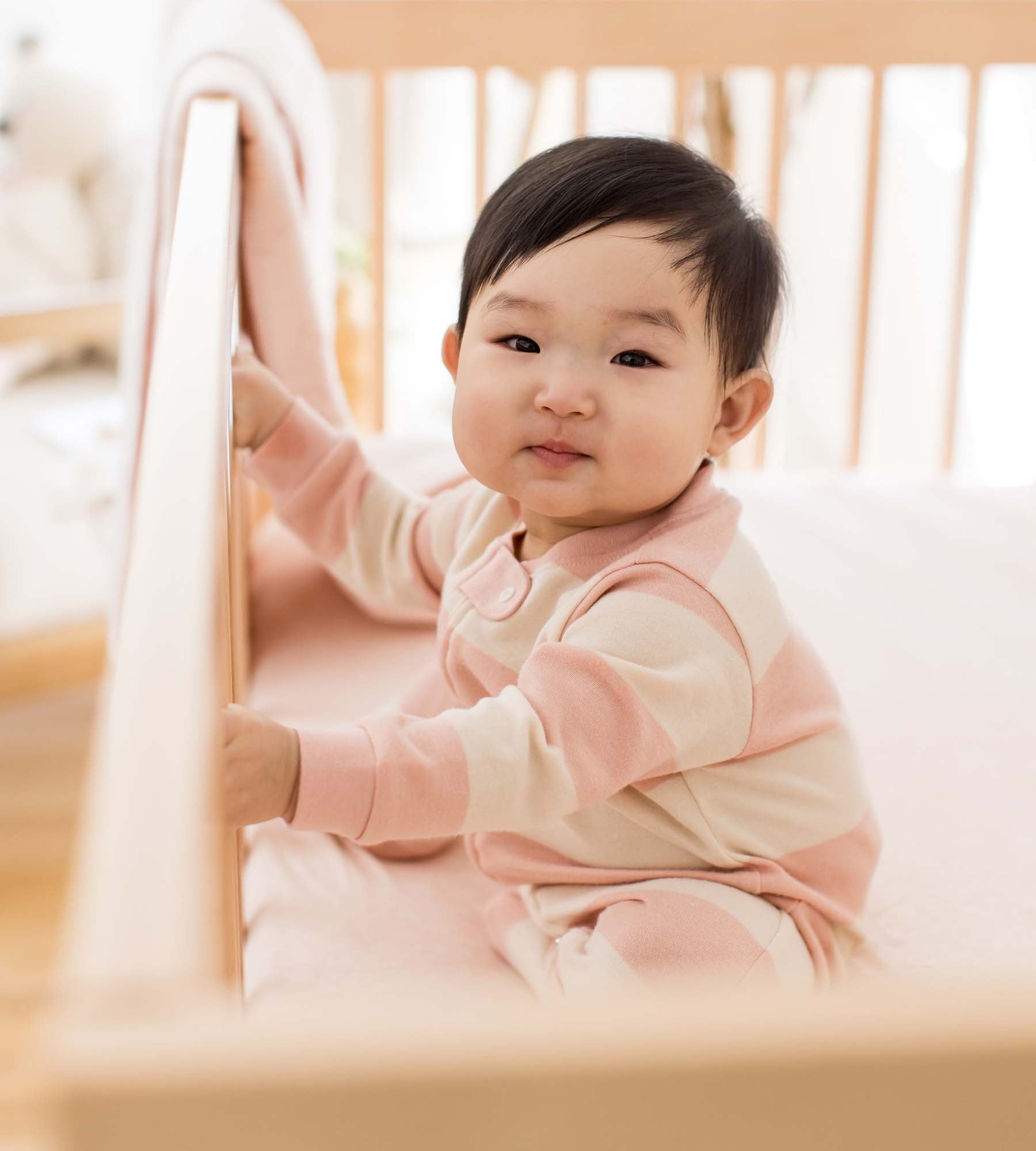 Rugby Stripe Organic Cotton Sleeper - Pink Sand、mySite、g9winljtr