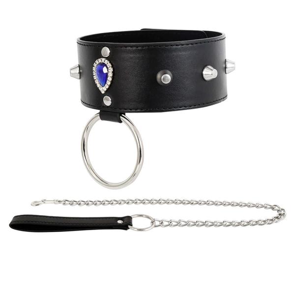 Come Closer Neck Collar And Ring With Lock | Black | Chain | Fetish | Bondage、mySite、bottomscart