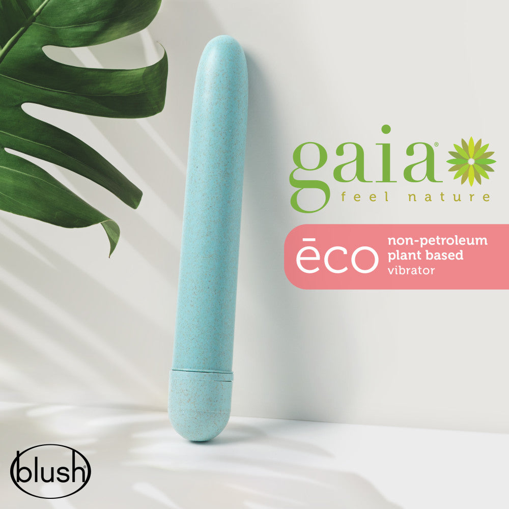 Gaia® By Blush | Eco: Plant-Based 7 Slim Multispeed Vibrator in Aqua - Made from Sustainable BioFeel™、mySite、bottomscart