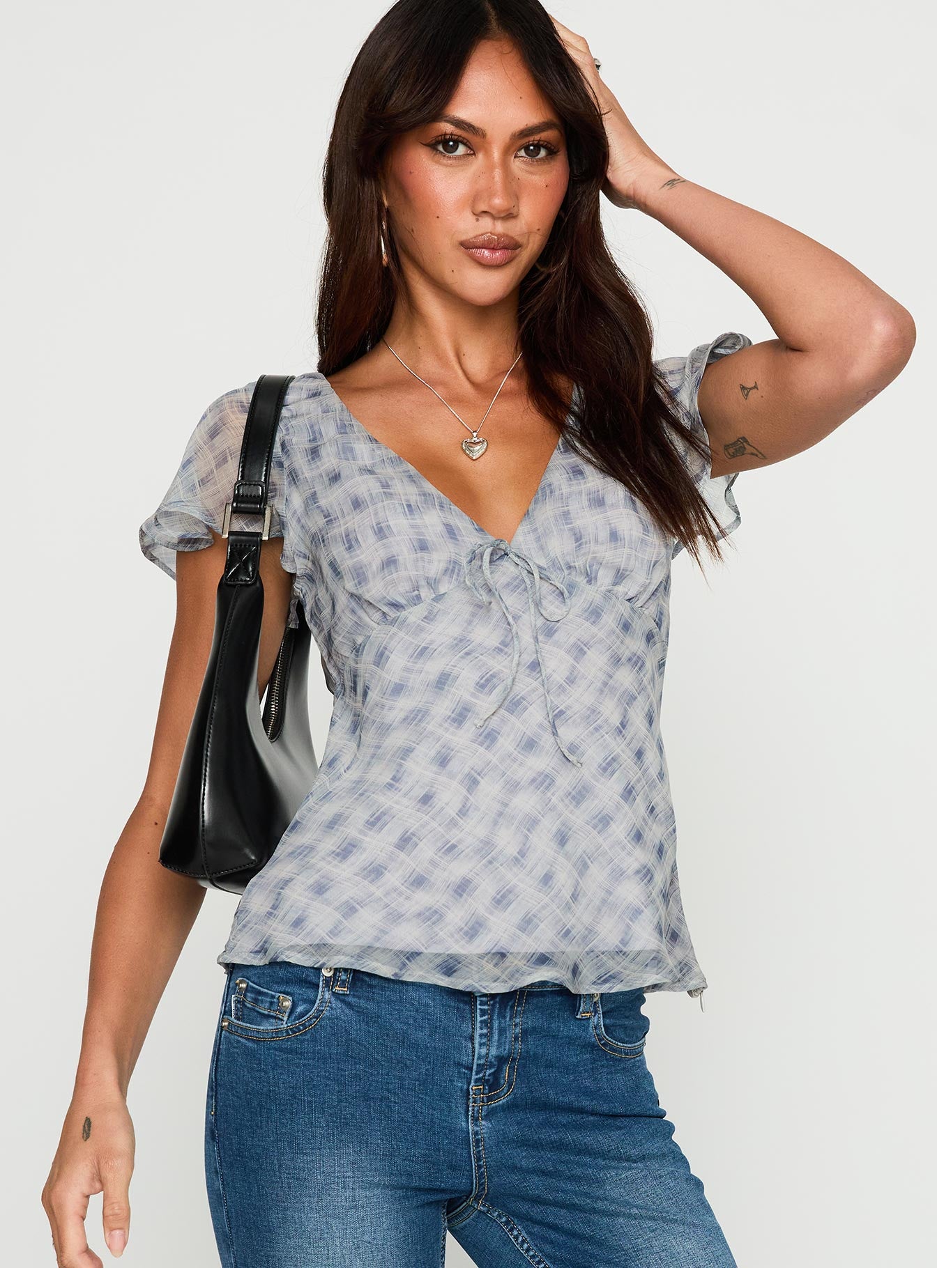 My Last Love Top Blue Check、mySite、solidvoid