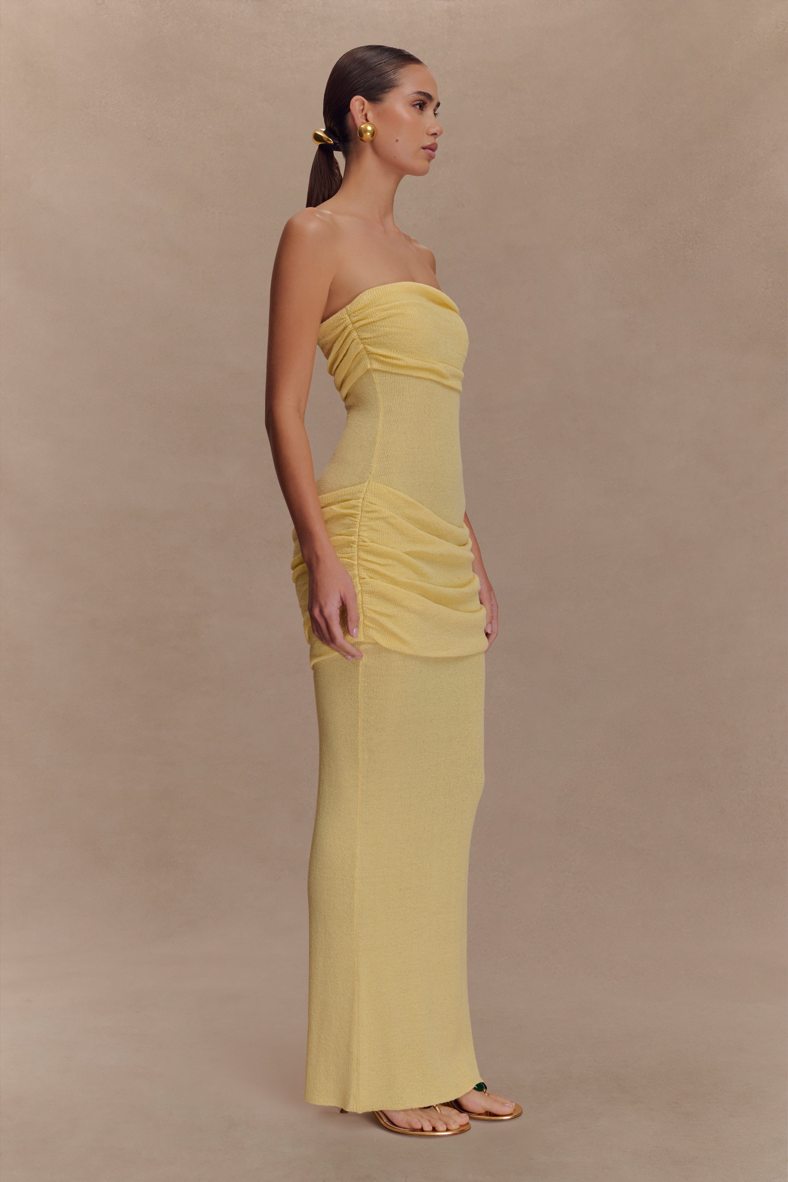 Elora Strapless Knit Maxi Dress - Lemon、mySite、solidvoid