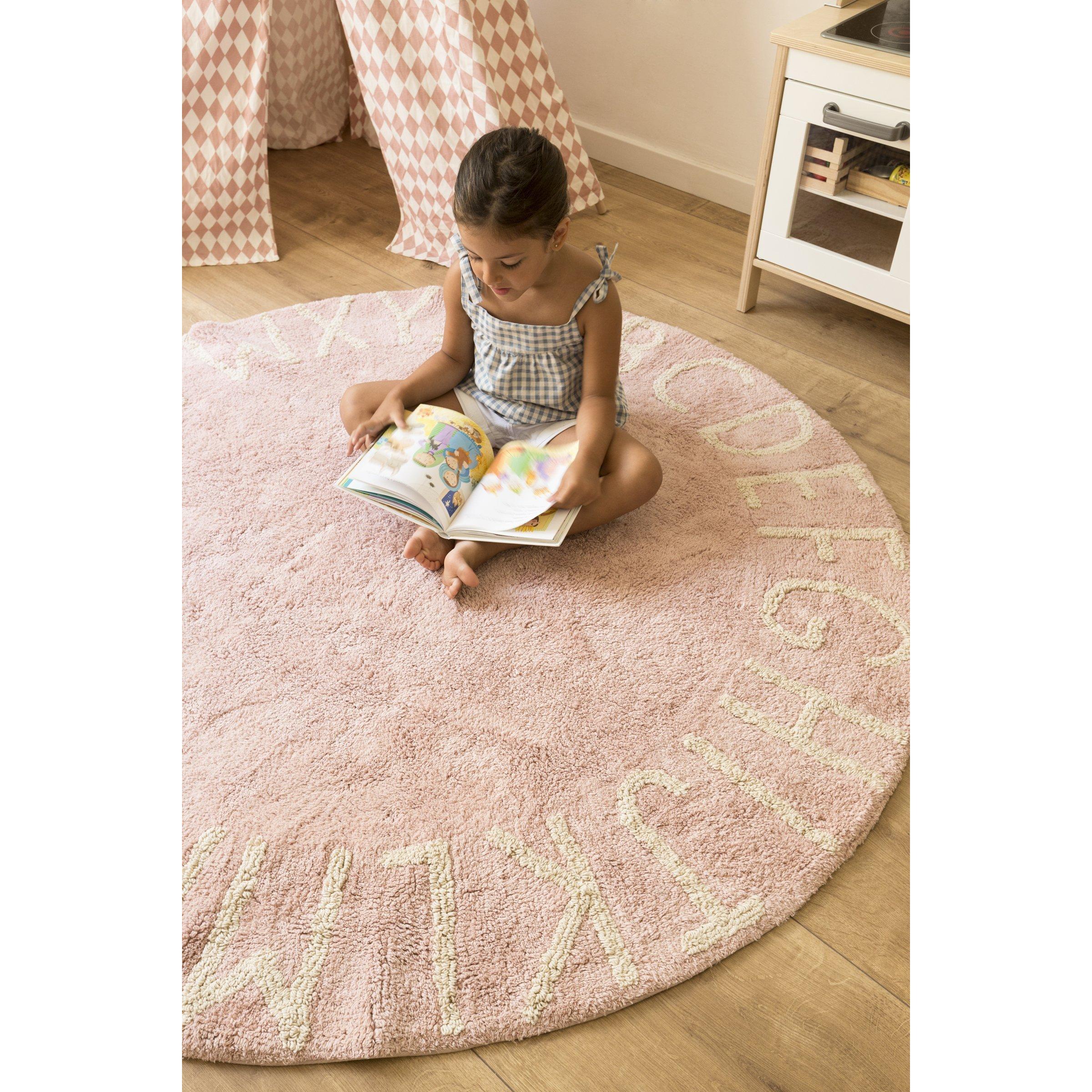 Round ABC Vintage Nude Natural Machine Washable Kids Area Rug、mySite、gigharbornorthrealestate