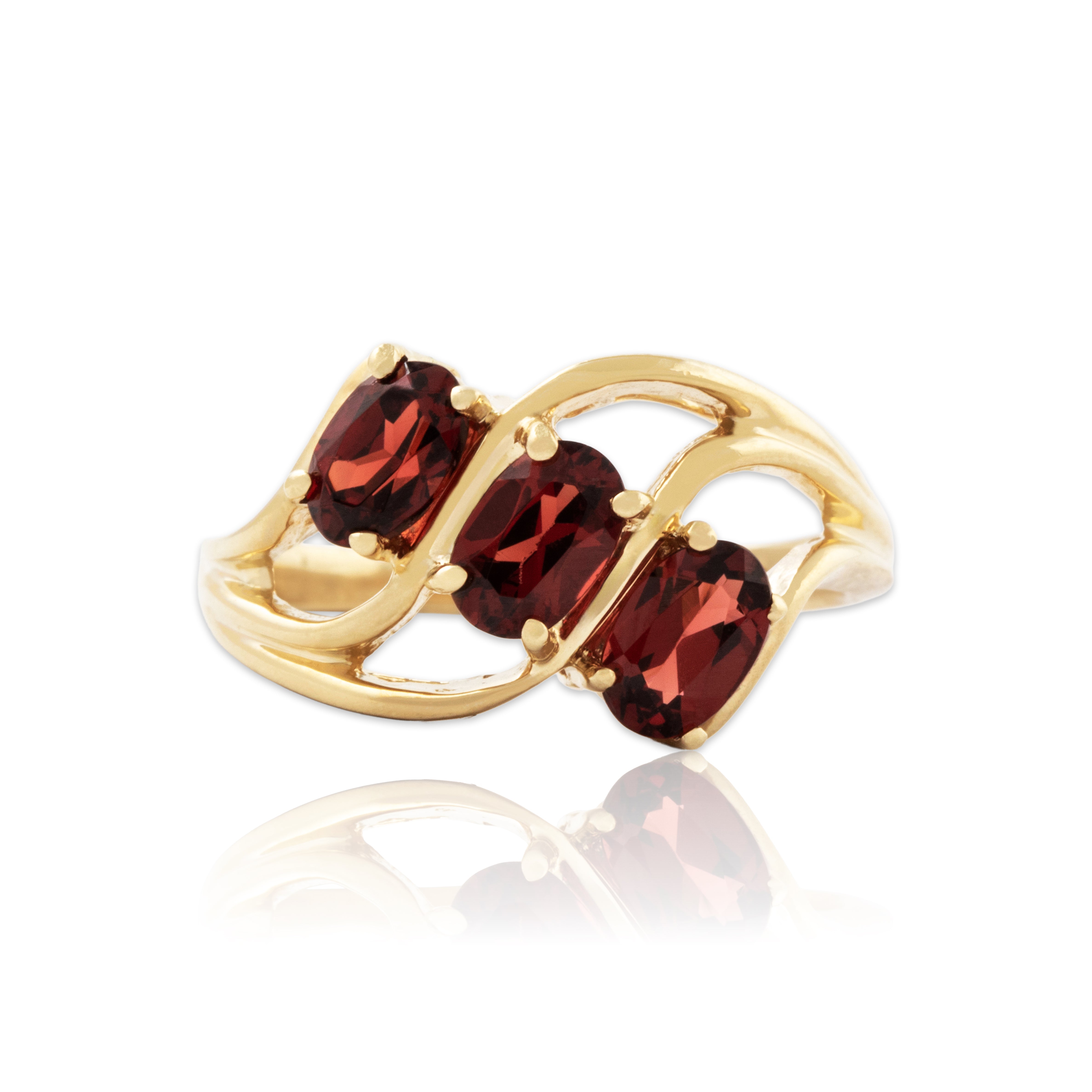 Vintage 10k Yellow Gold 1.2cttw Garnet Flourishing Trio Ring 7.00、mySite、hinf8tx79