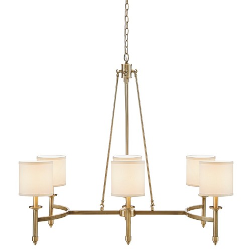 6-light Chandelier with Fabric Drum Shades Chrome See below、、eastwooduniform
