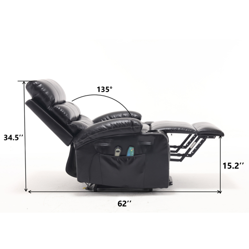 21"seat width,large size Electric Power Lift Recliner Chair Sofa for Elderly, 8 point vibration Massage and lumber heat, Remote Control, Side Pockets and Cup Holders, cozy fabric, overstuffed arm pu、、casual