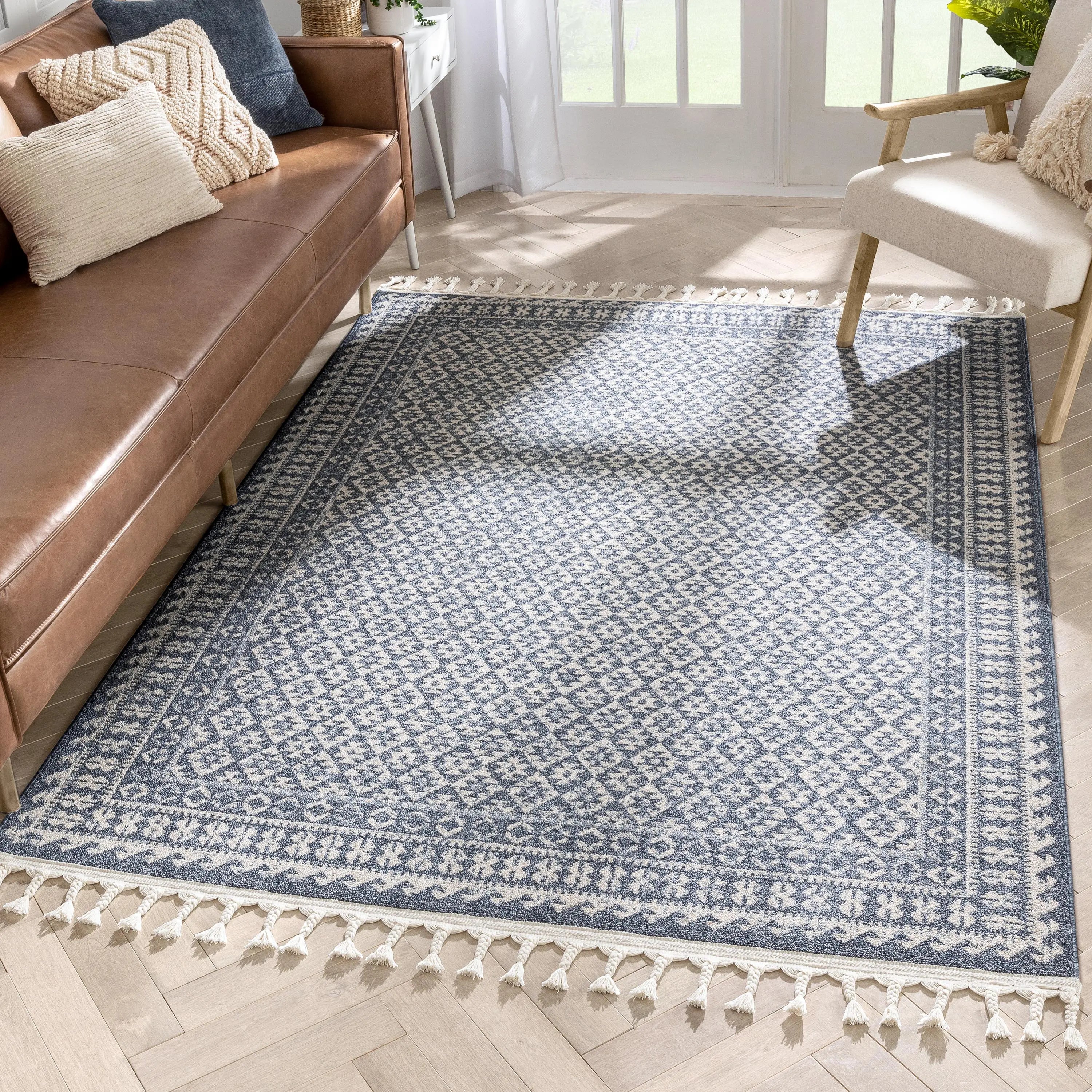 Callista Tribal Trellis Pattern Blue Kilim-Style Rug、mySite、gigharbornorthrealestate