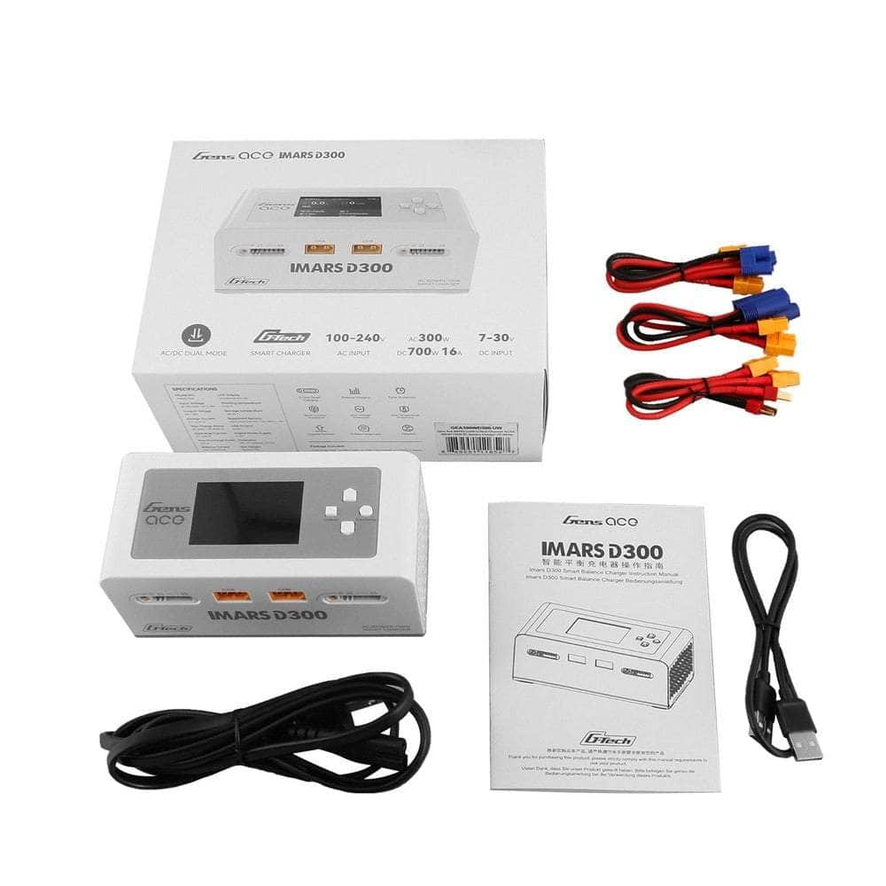  Gens Ace iMars D300 G-Tech AC/DC 300W/700W 1-6S 16A LiPo Charger - White - XT60、mySite、merchandisen